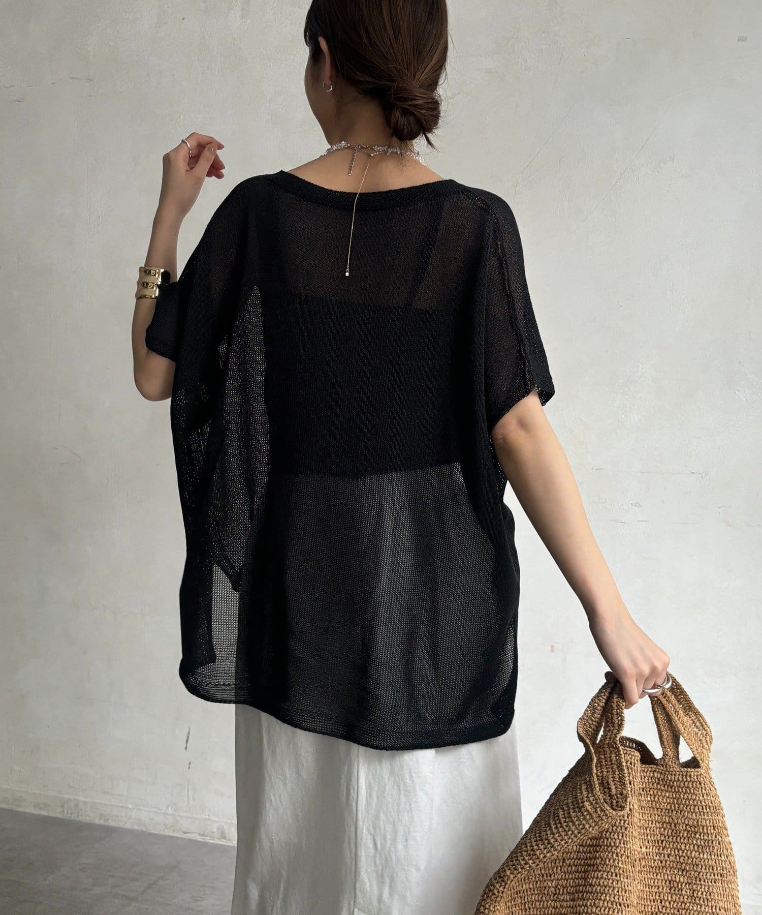 DOUDOU(ドゥドゥ) ペーパーヤーンキーネックプルオーバー