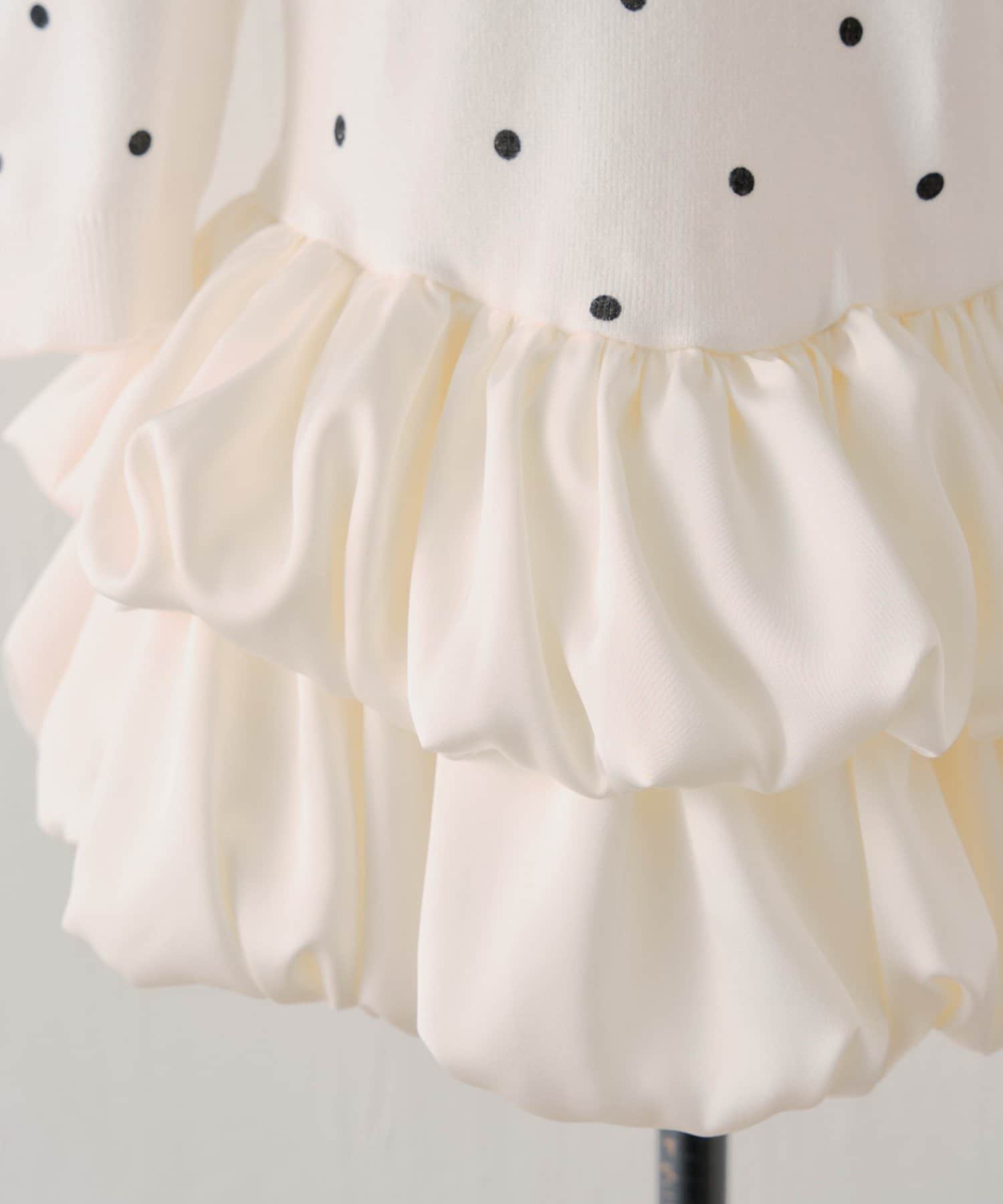 Chico(チコ) 4/2(木) 12:00販売開始【SALON by Chico】5分袖ドットバルーンペプラムパワショルニット