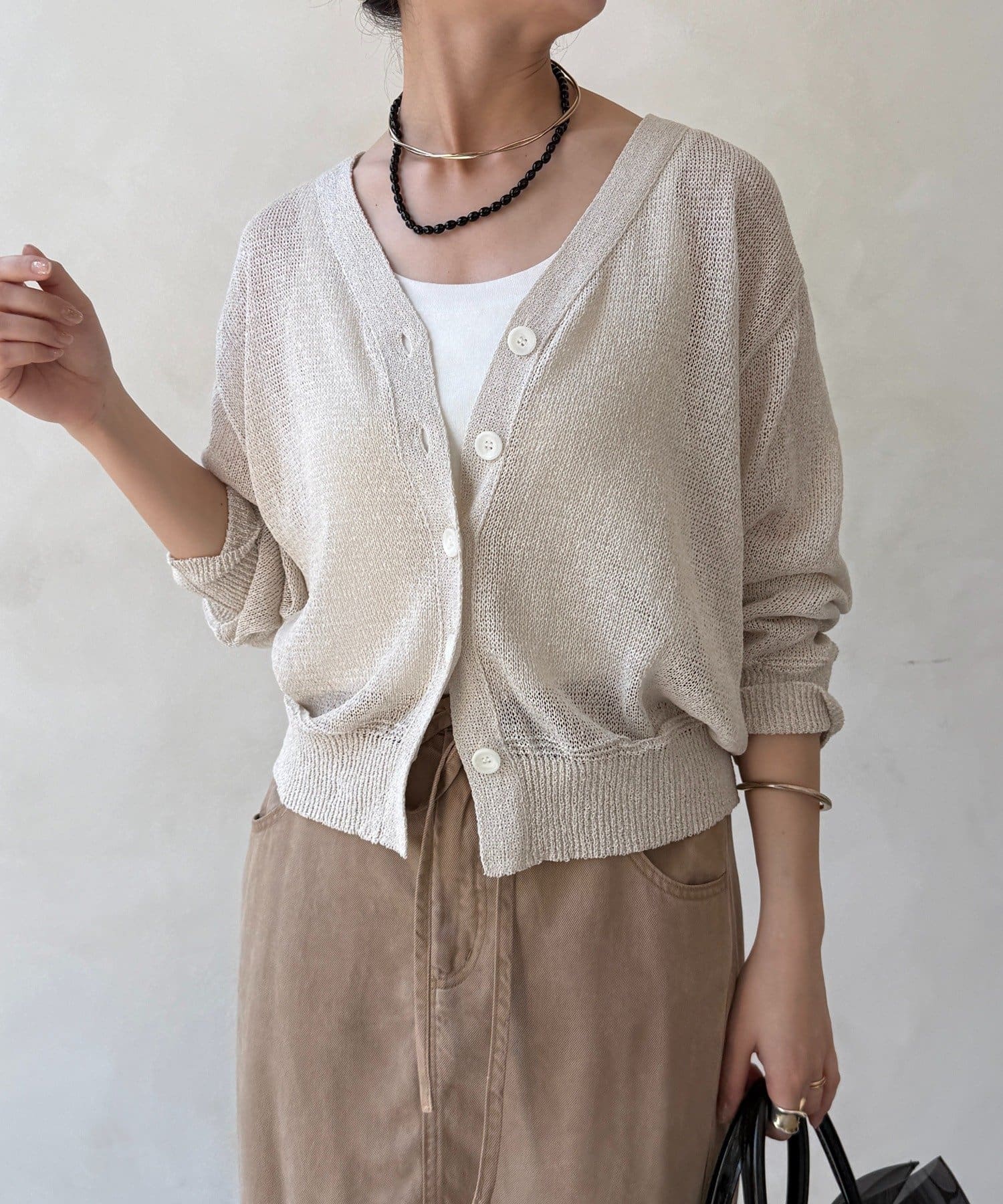 DOUDOU(ドゥドゥ) ペーパーヤーン前後2WAYカーディガン