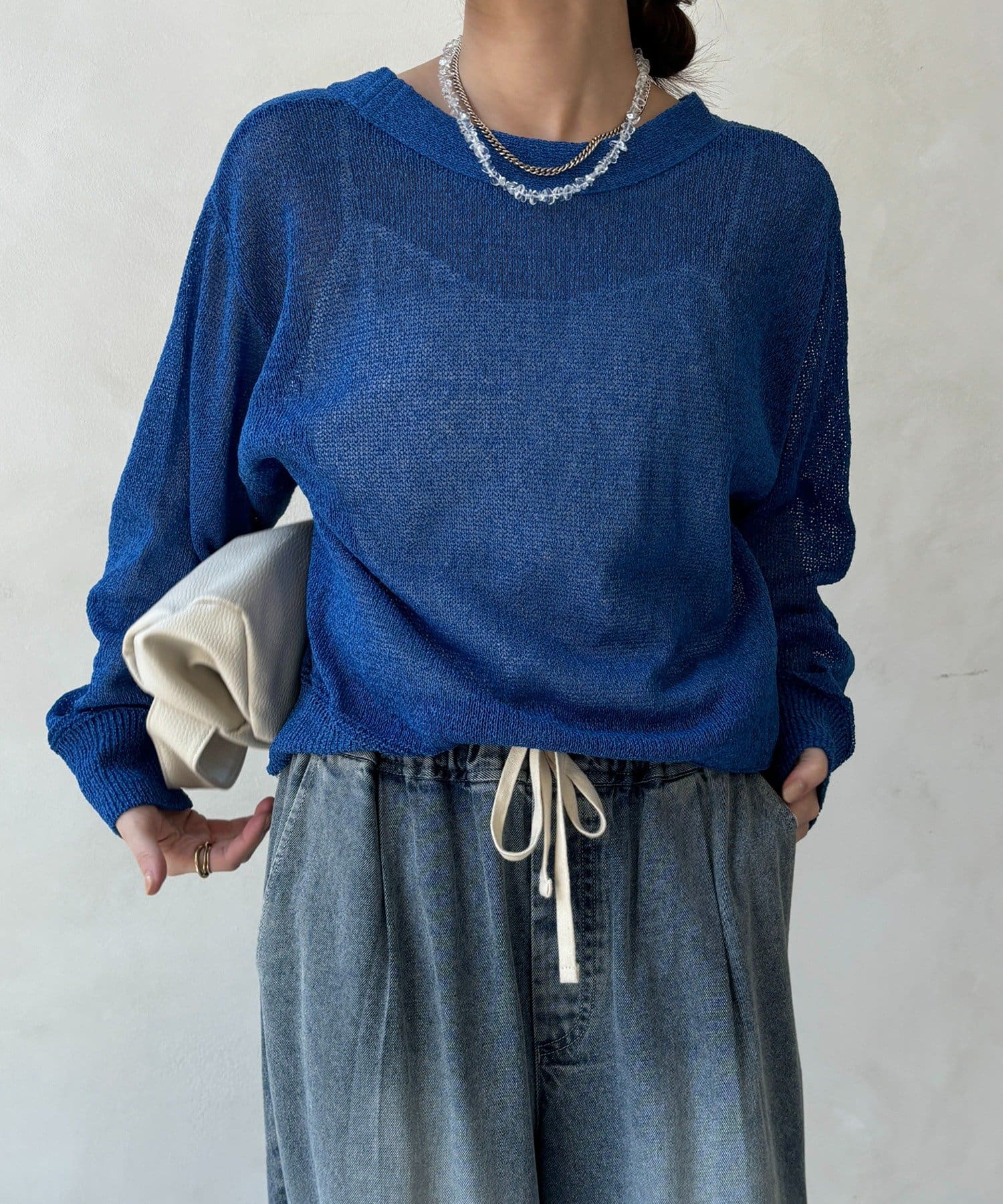 DOUDOU(ドゥドゥ) ペーパーヤーン前後2WAYカーディガン