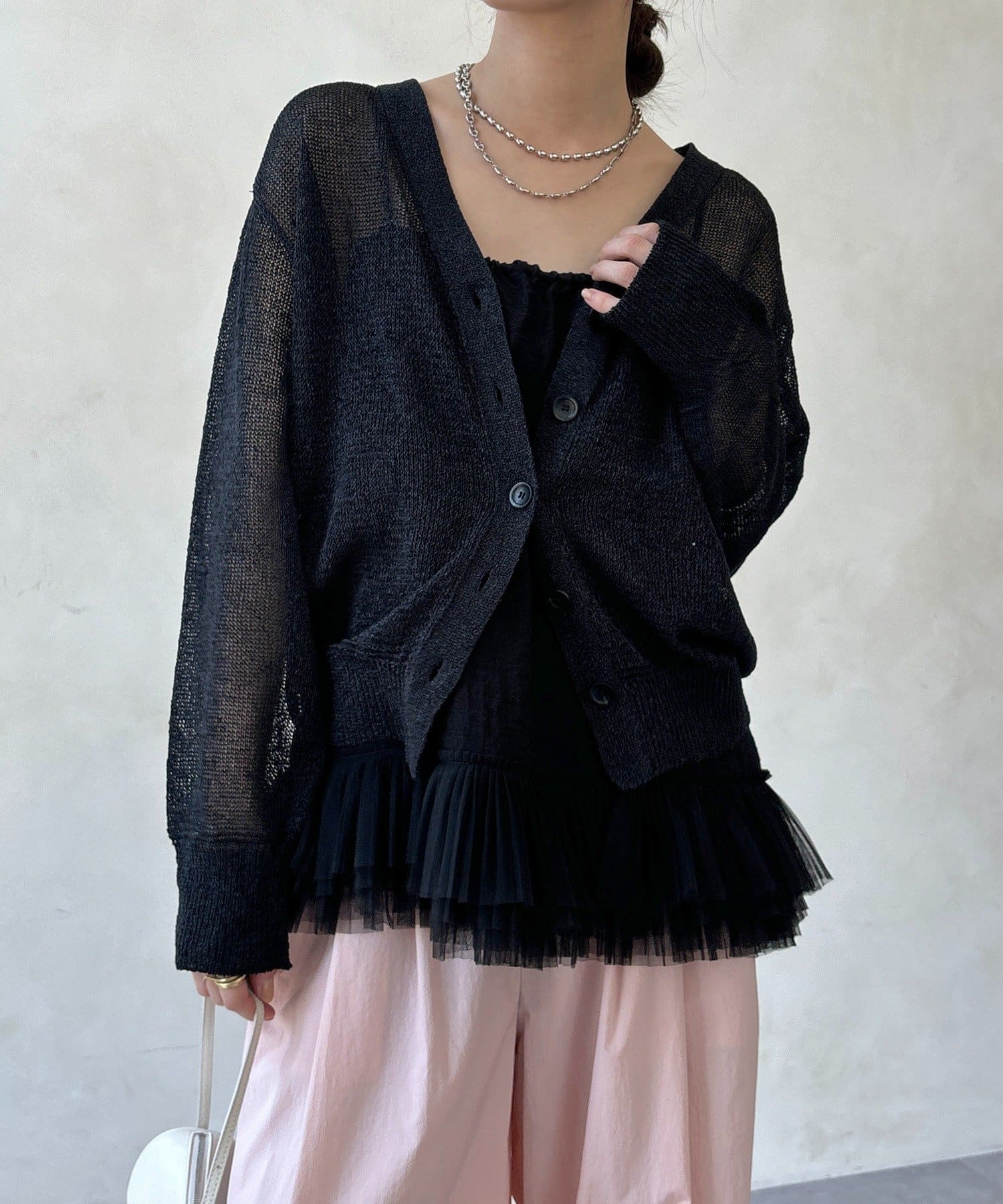 DOUDOU(ドゥドゥ) ペーパーヤーン前後2WAYカーディガン