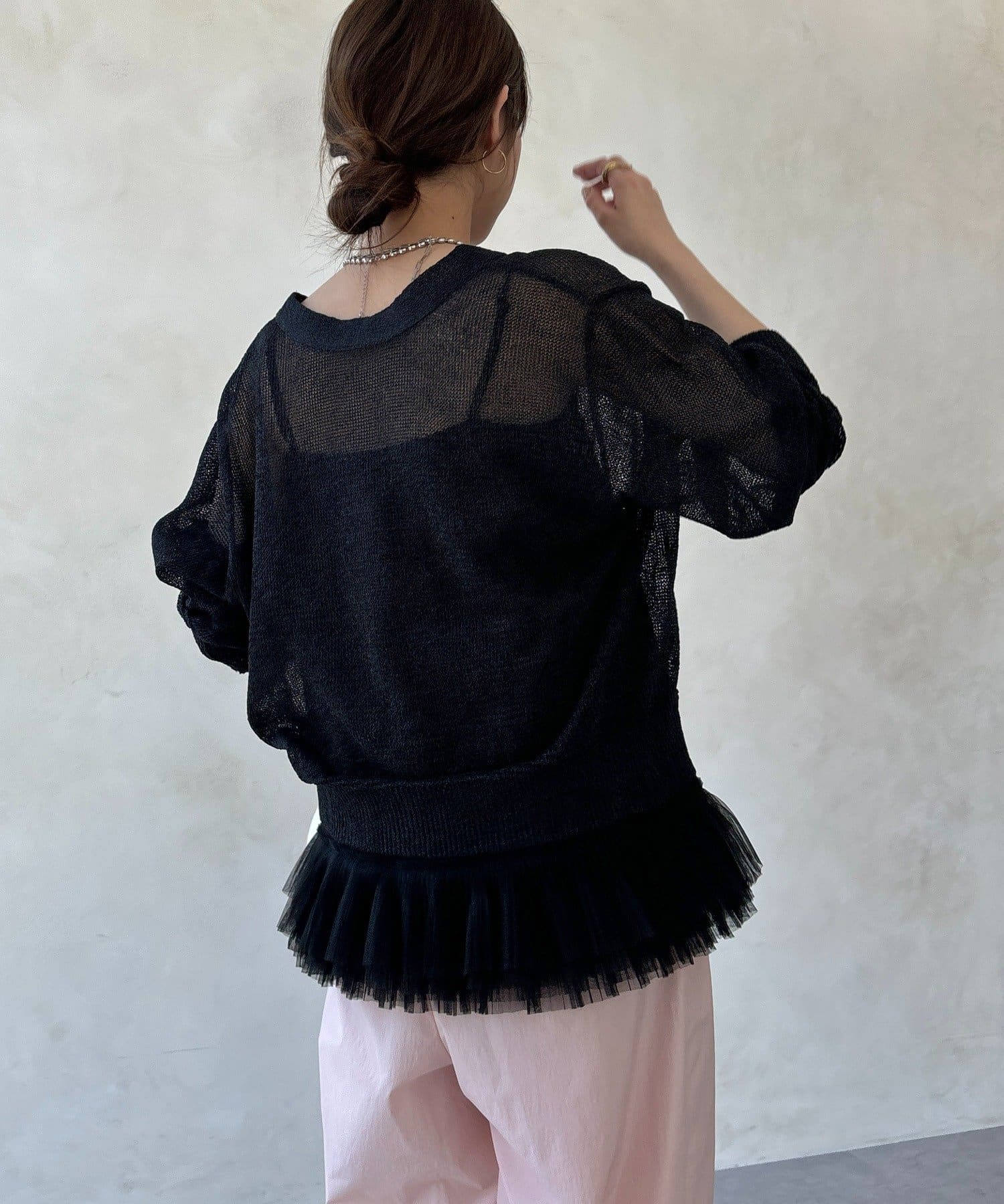 DOUDOU(ドゥドゥ) ペーパーヤーン前後2WAYカーディガン