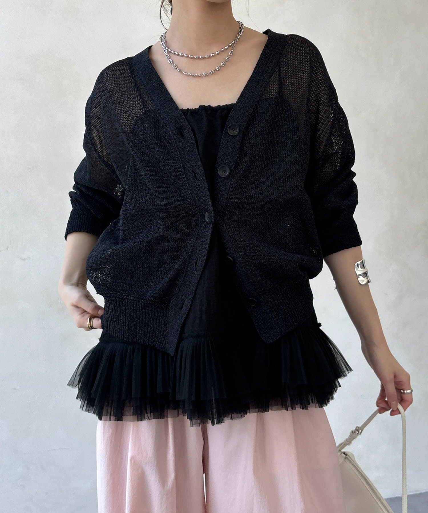 DOUDOU(ドゥドゥ) ペーパーヤーン前後2WAYカーディガン