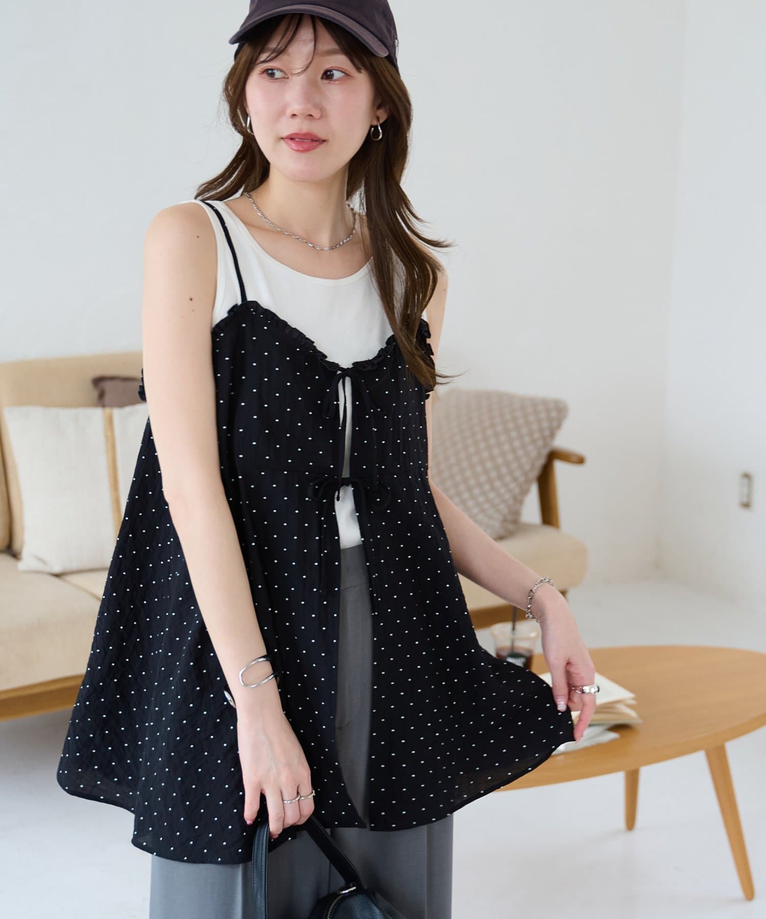 DISCOAT(ディスコート) シアードット前開きキャミソール