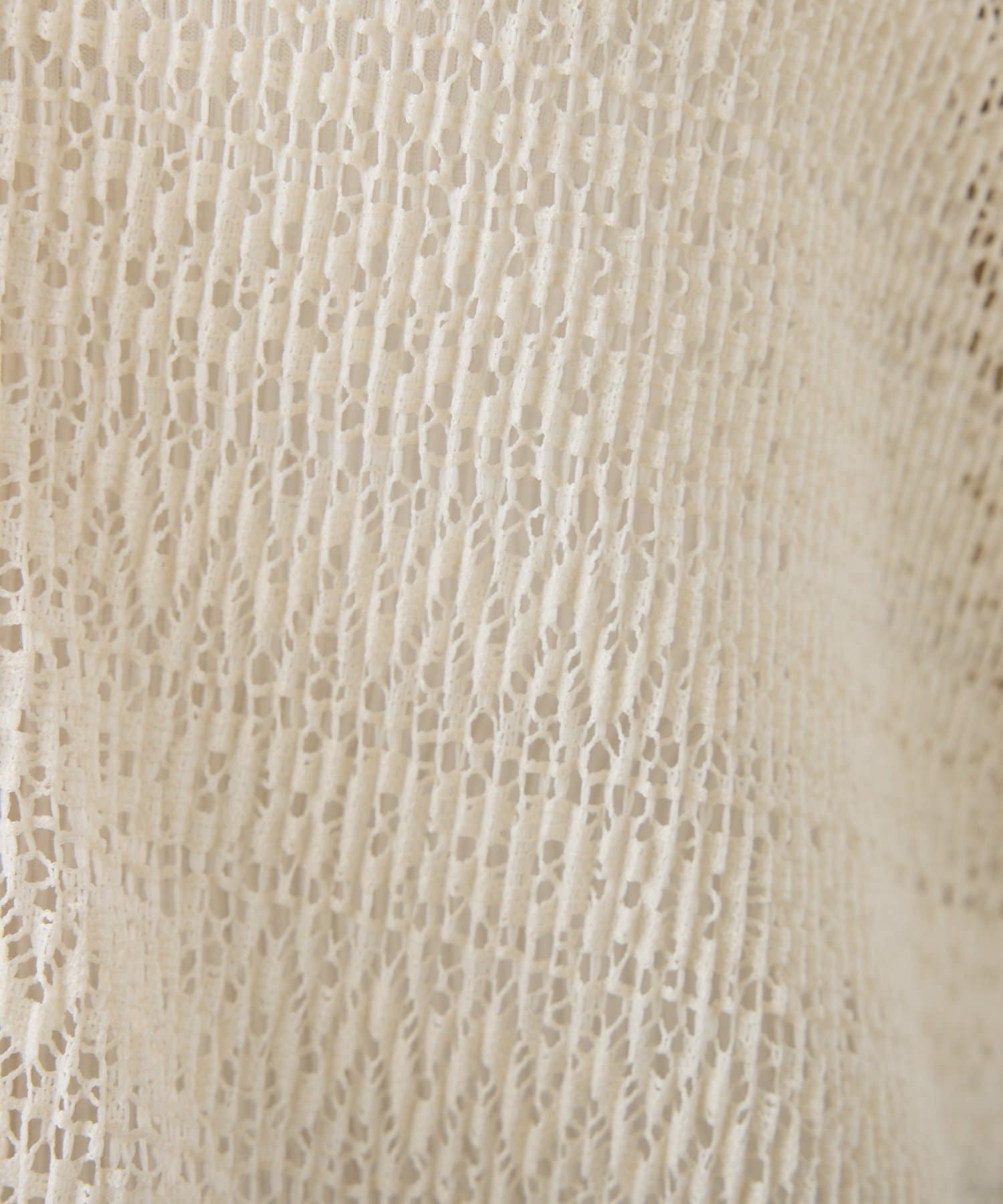 CIAOPANIC TYPY(チャオパニックティピー) 襟付きプリーツカットレースシアーカーデ