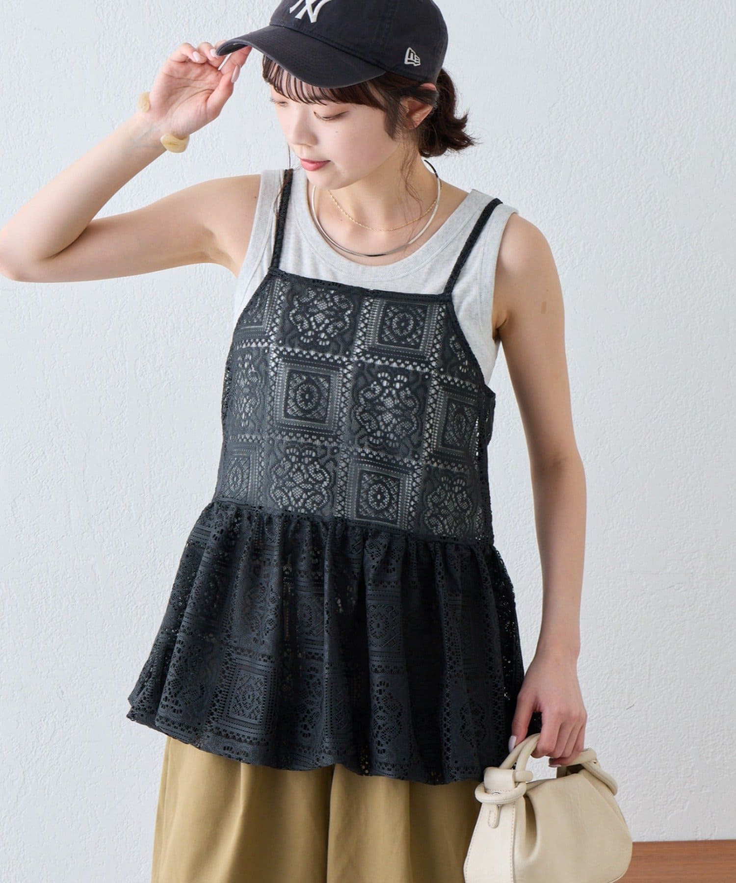 CIAOPANIC TYPY(チャオパニックティピー) 【オールシーズン使える】裾バルーンレースキャミチュニック