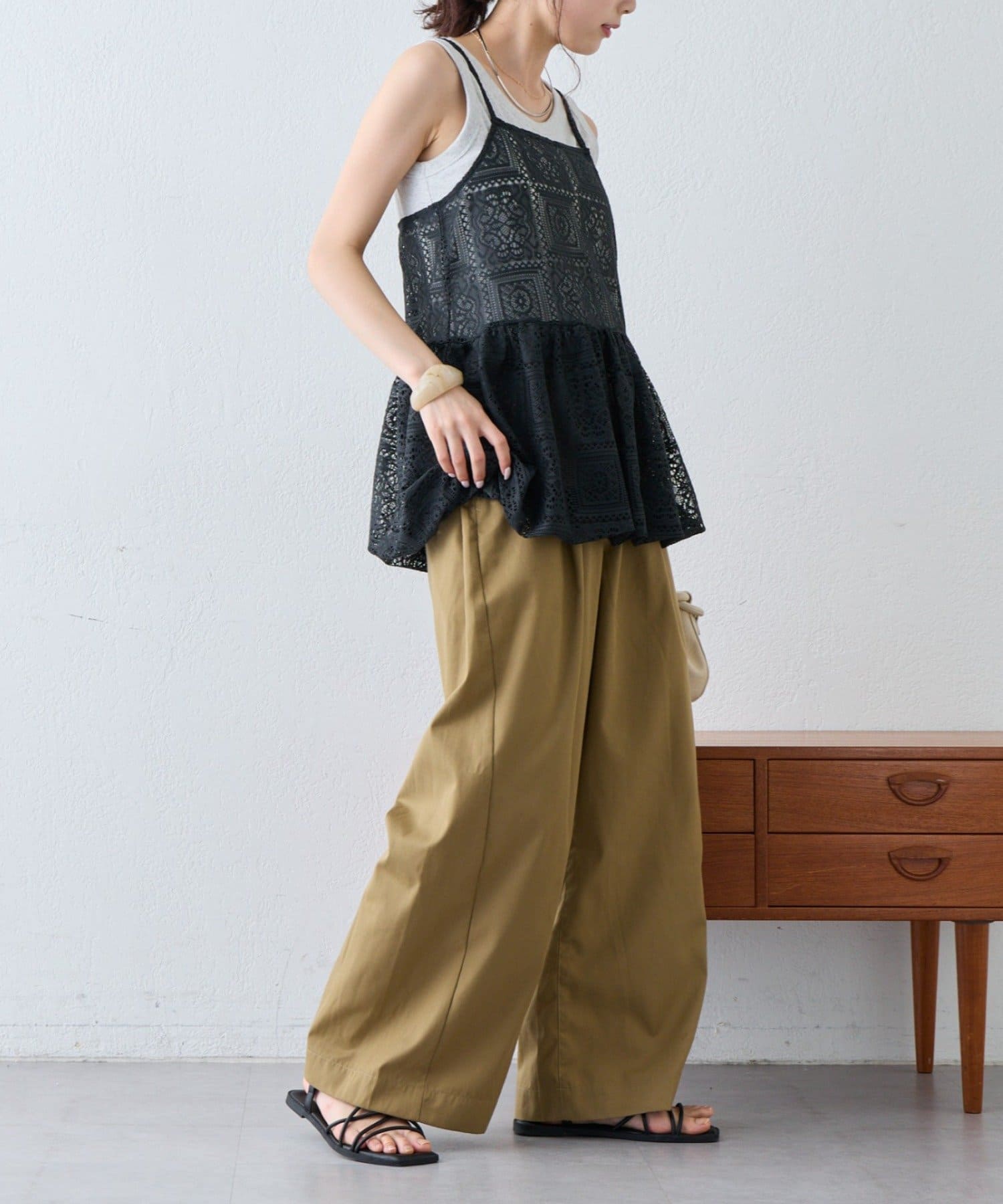 CIAOPANIC TYPY(チャオパニックティピー) 【オールシーズン使える】裾バルーンレースキャミチュニック