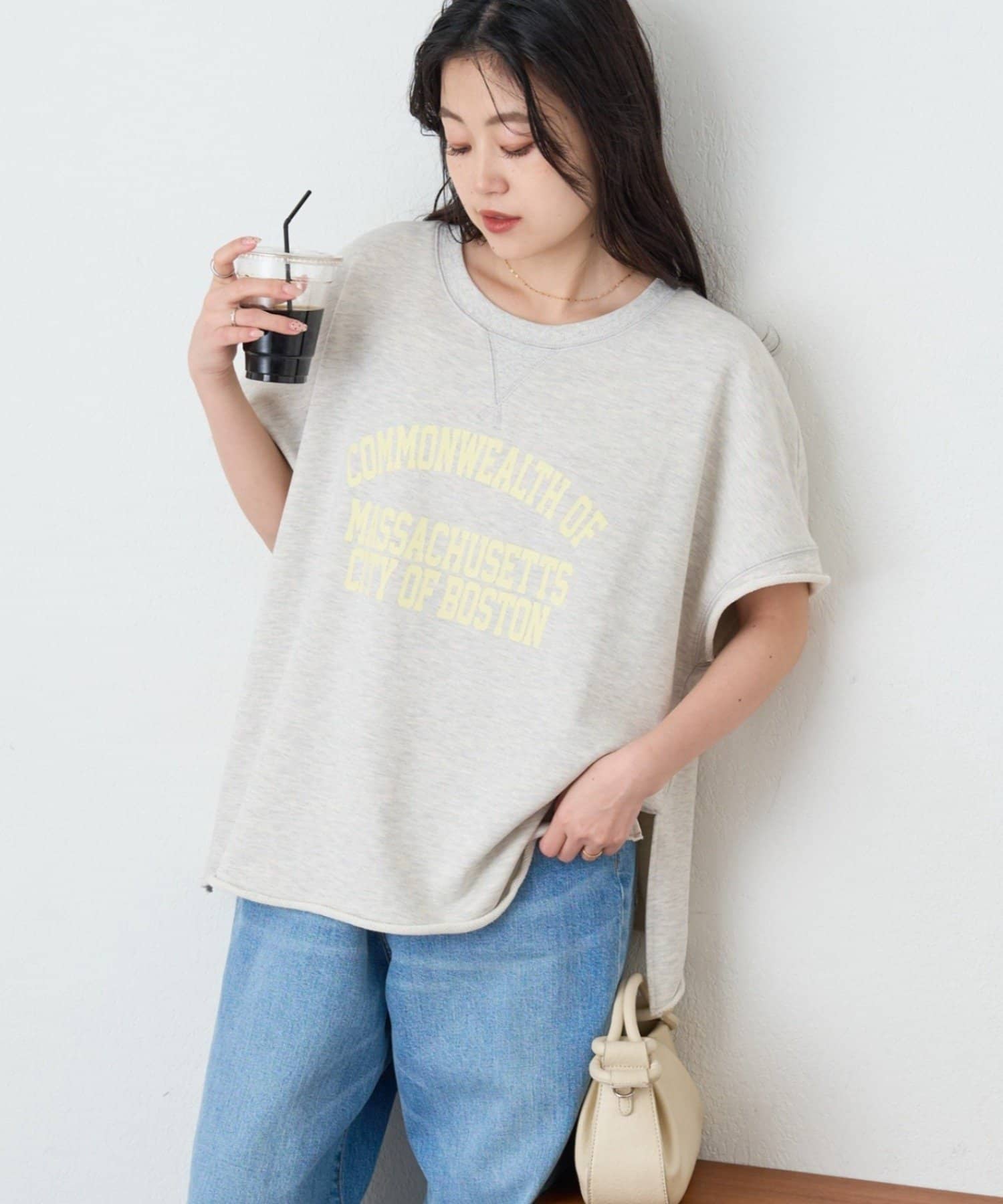 CIAOPANIC TYPY(チャオパニックティピー) アシッド加工裏毛フレンチスリーブロゴトップス