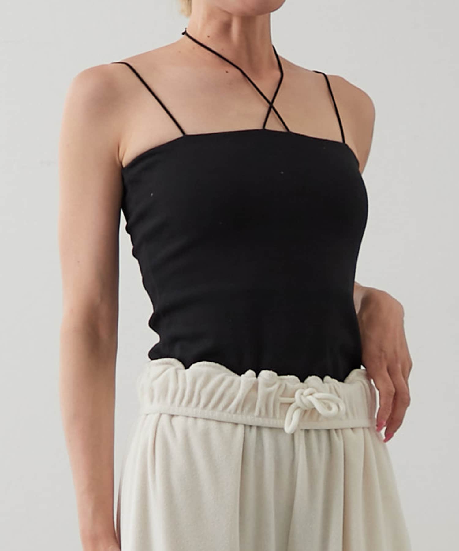 OUTLET(アウトレット) 【earthy_】オーガニックコットンカップ付きホルターストラップキャミソール