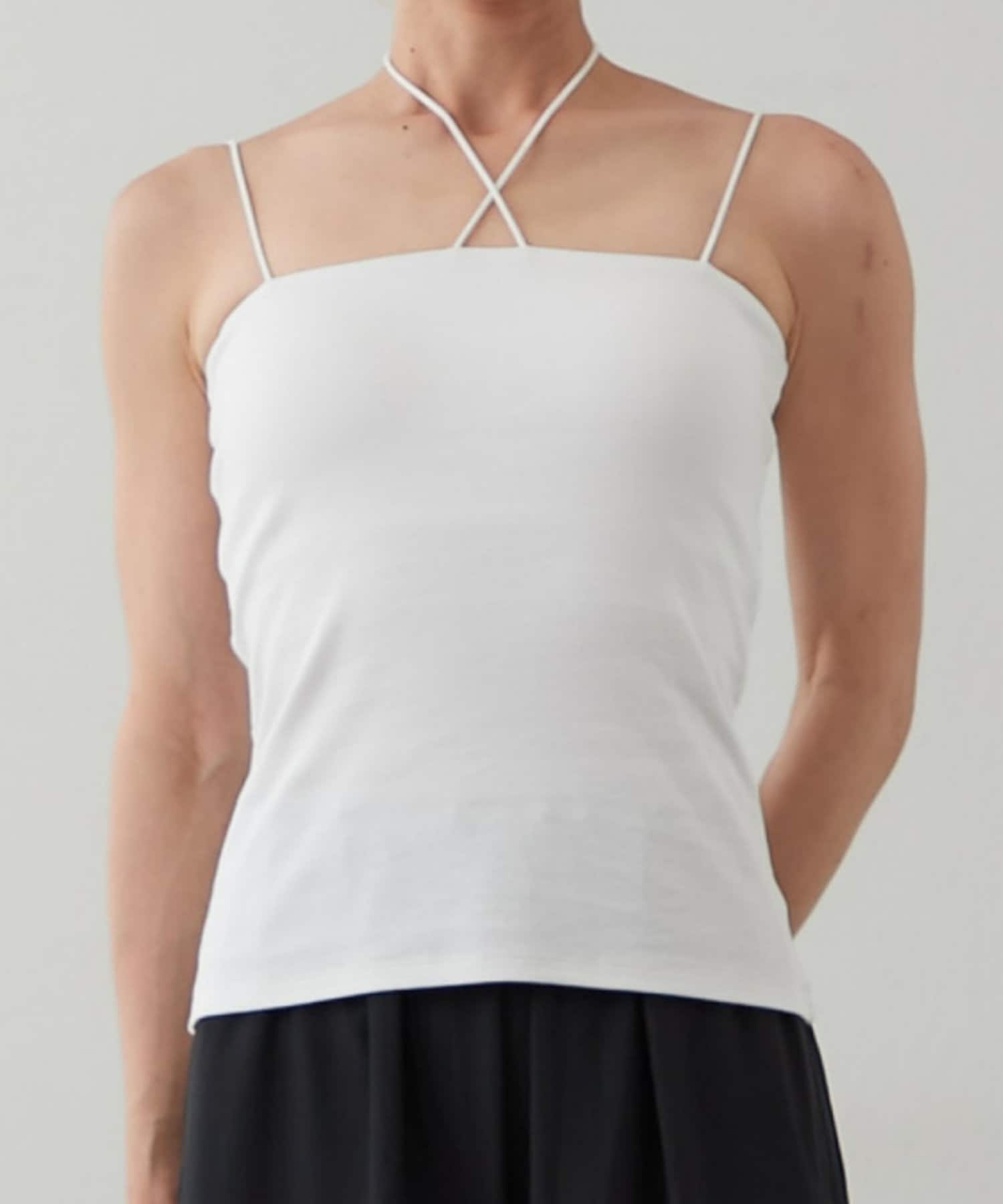 OUTLET(アウトレット) 【earthy_】オーガニックコットンカップ付きホルターストラップキャミソール