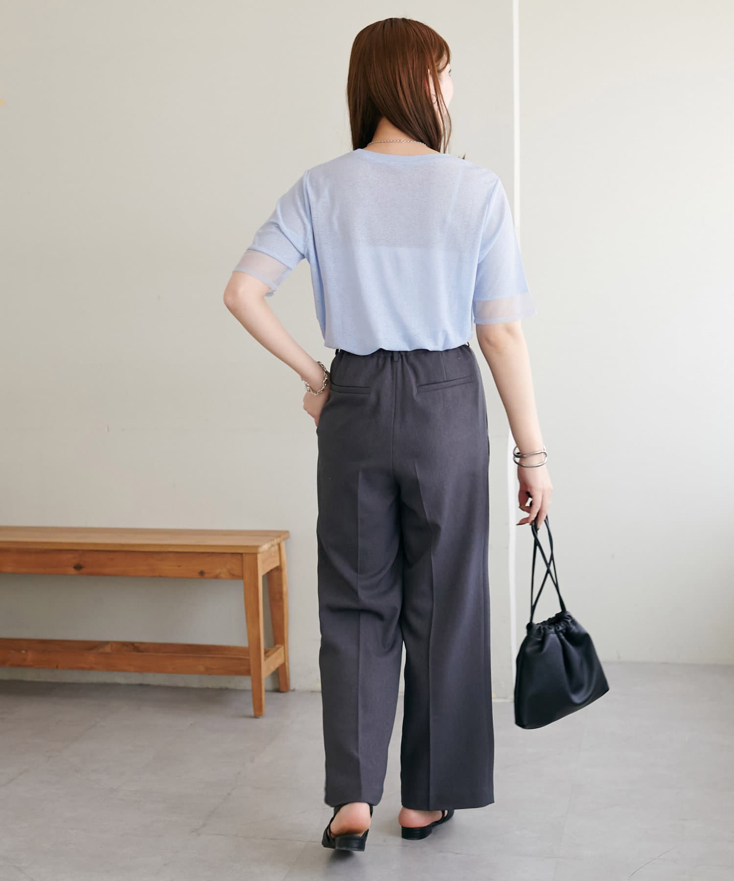 OUTLET(アウトレット) 【Discoat】シアー袖切替5分袖