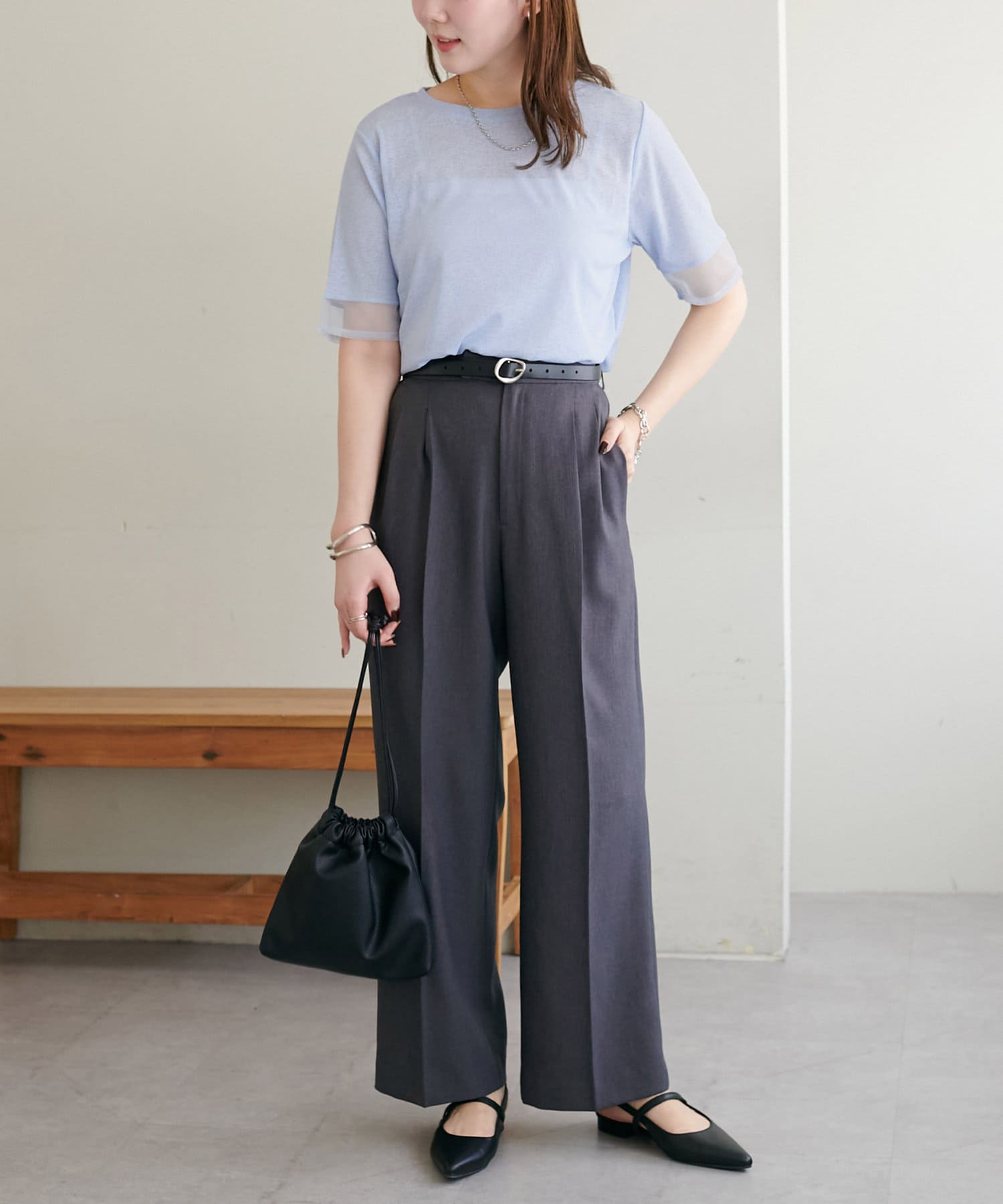 OUTLET(アウトレット) 【Discoat】シアー袖切替5分袖