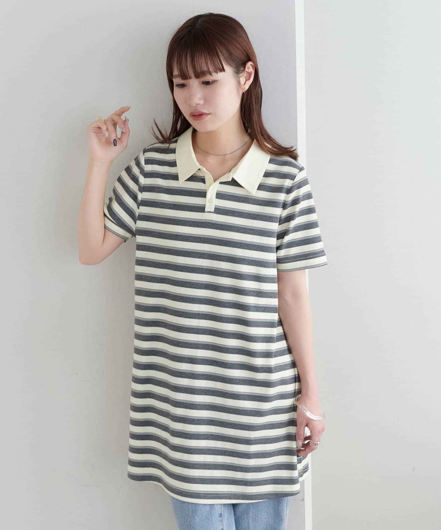 OUTLET(アウトレット) 【Discoat】ボーダーポロミニワンピース