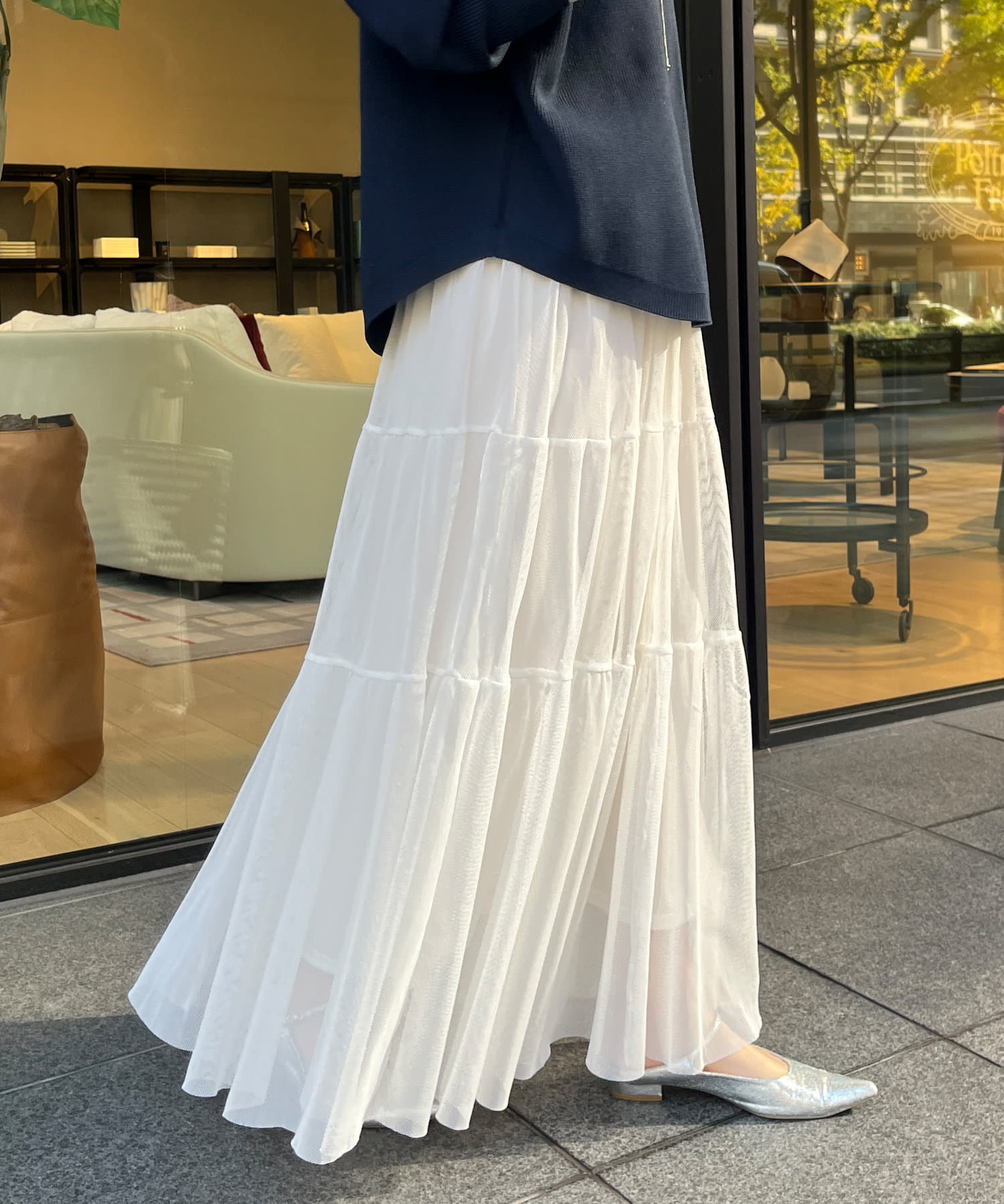 OUTLET(アウトレット) 【DouDou】メッシュティアードスカート