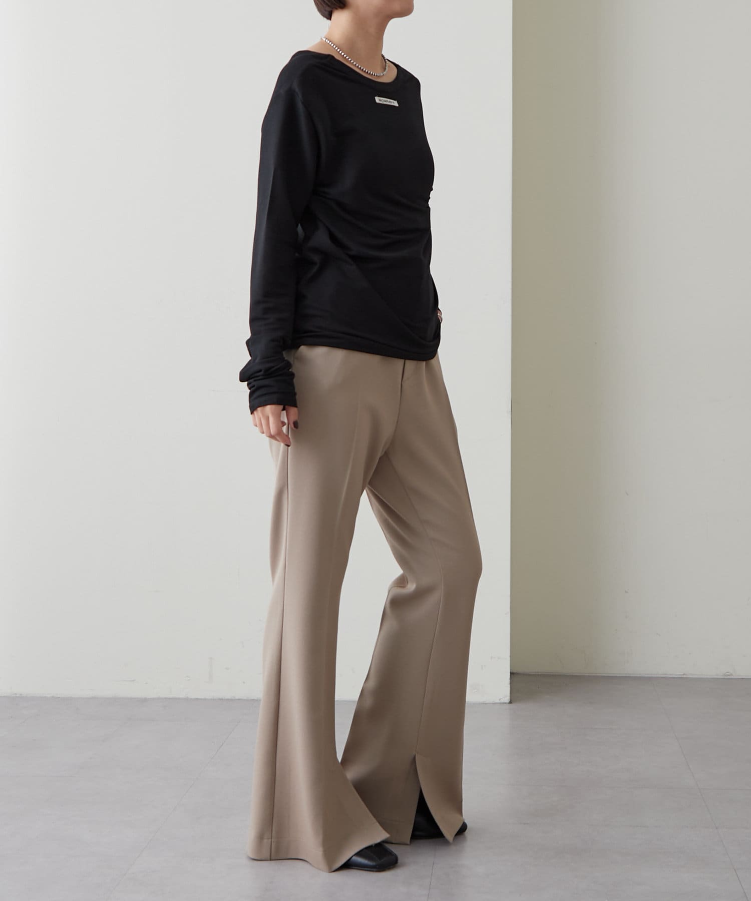 OUTLET(アウトレット) 【Omekashi】ストレッチスリムフレアパンツ