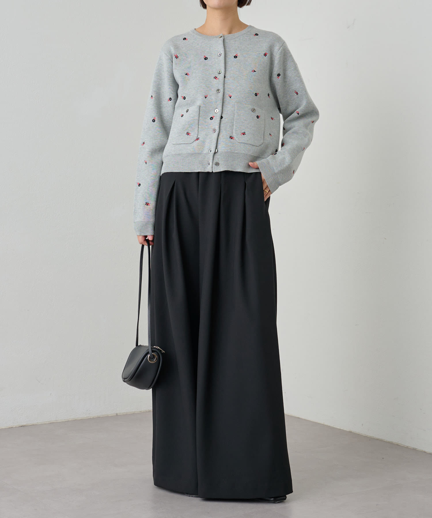 OUTLET(アウトレット) 【Omekashi】刺繍スウェットライクポケットカーディガン