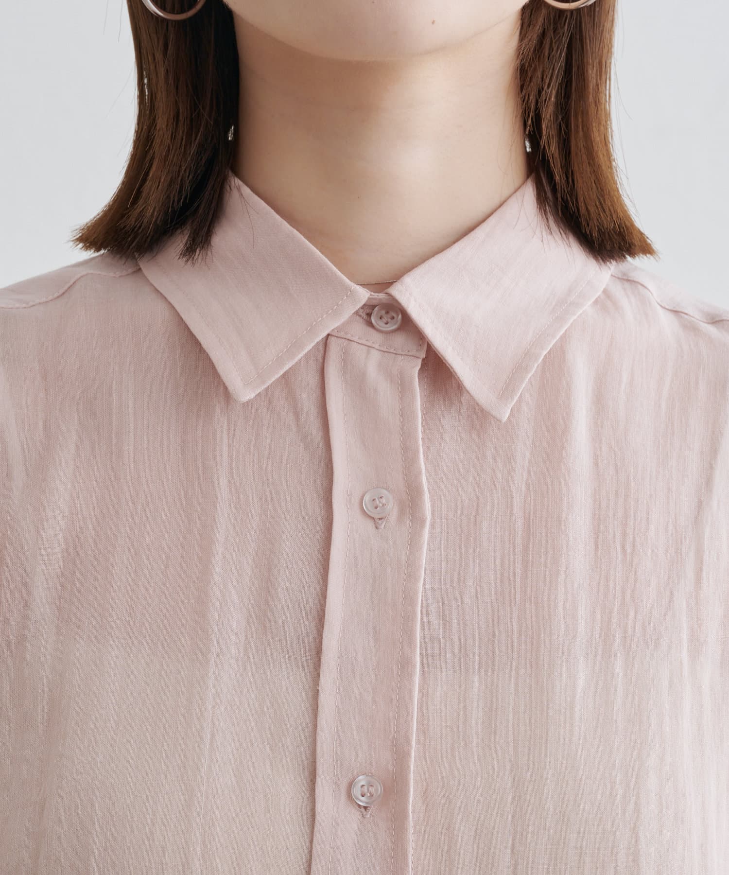 OUTLET(アウトレット) 【Omekashi】シアーリネンハーフスリーブシャツ