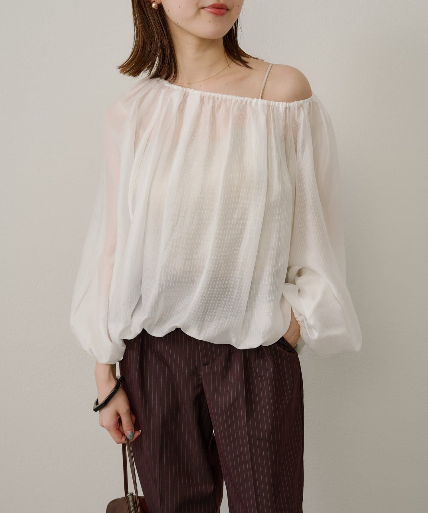 OUTLET(アウトレット) 【Omekashi】シアードルマンギャザーブラウス