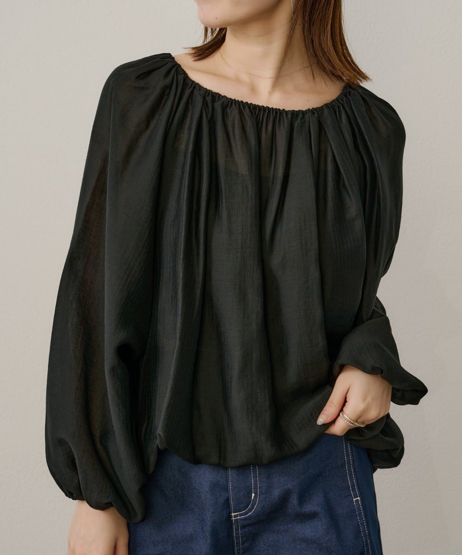 OUTLET(アウトレット) 【Omekashi】シアードルマンギャザーブラウス