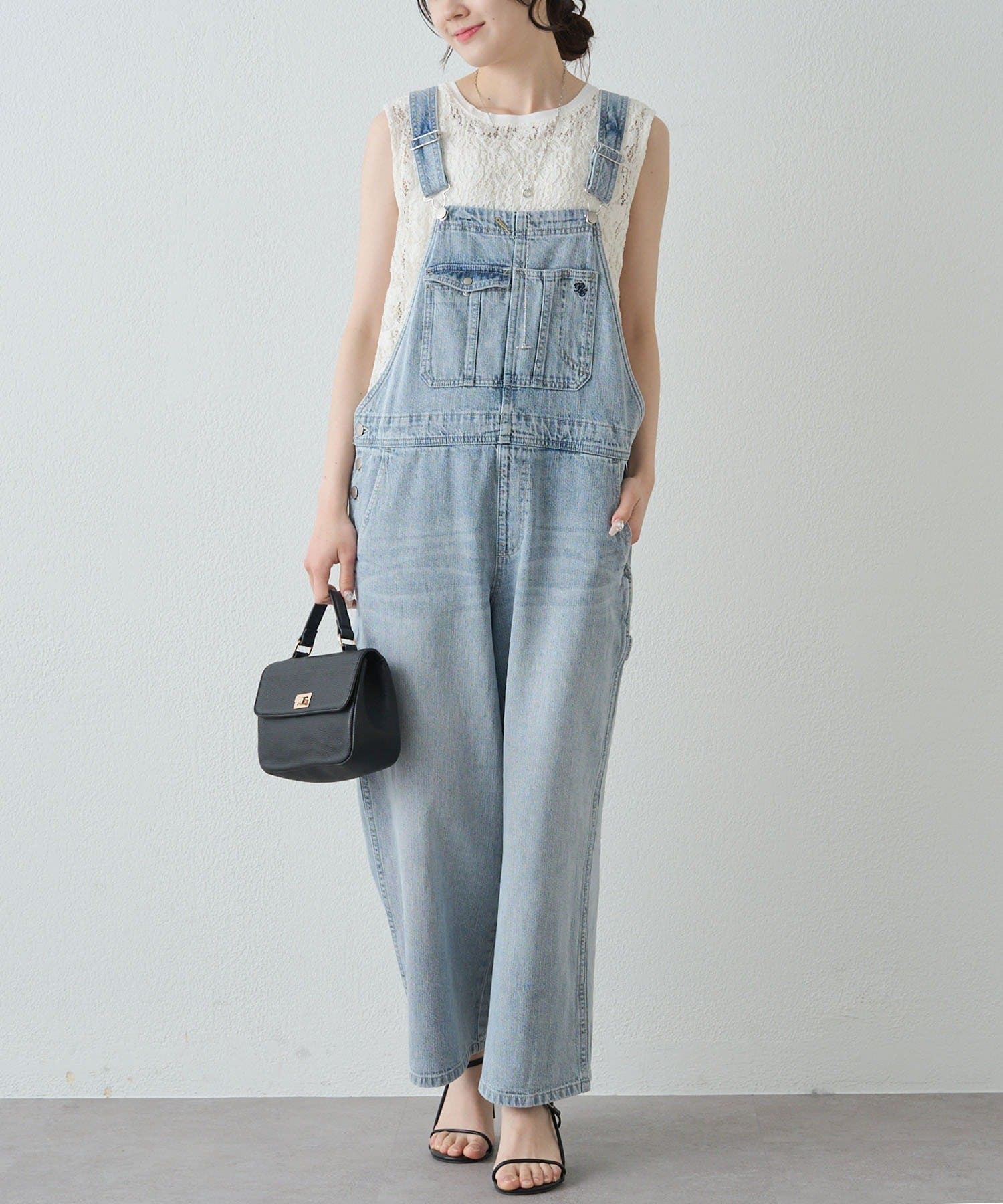 PUAL CE CIN(ピュアルセシン) 綿麻デニムサロペット