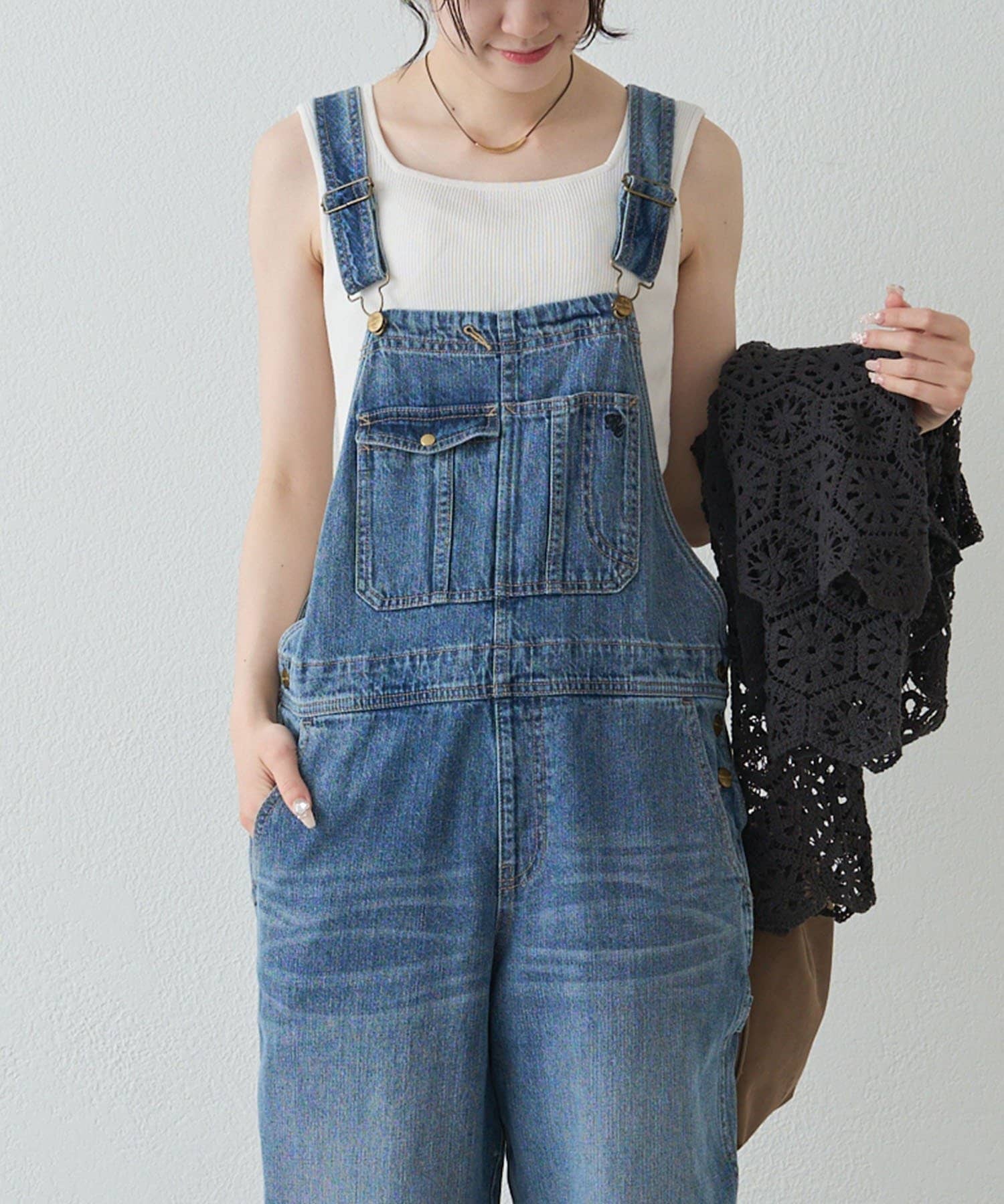 PUAL CE CIN(ピュアルセシン) 綿麻デニムサロペット