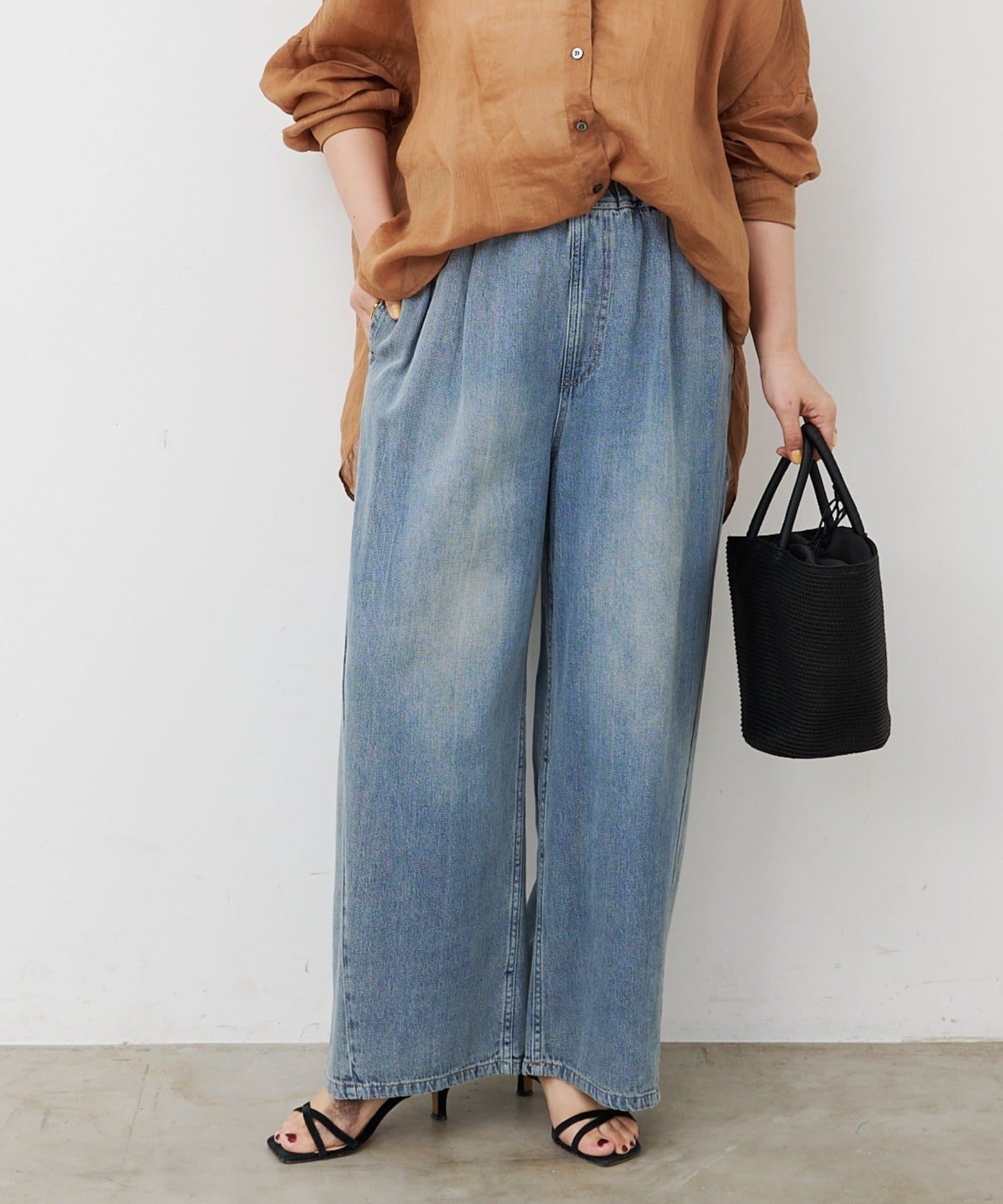 PUAL CE CIN(ピュアルセシン) 綿麻デニムイージーパンツ