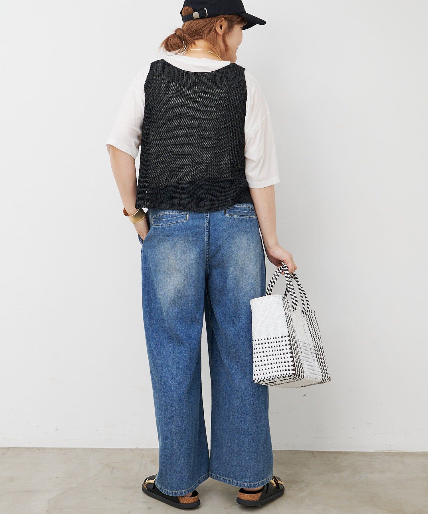 PUAL CE CIN(ピュアルセシン) 綿麻デニムイージーパンツ