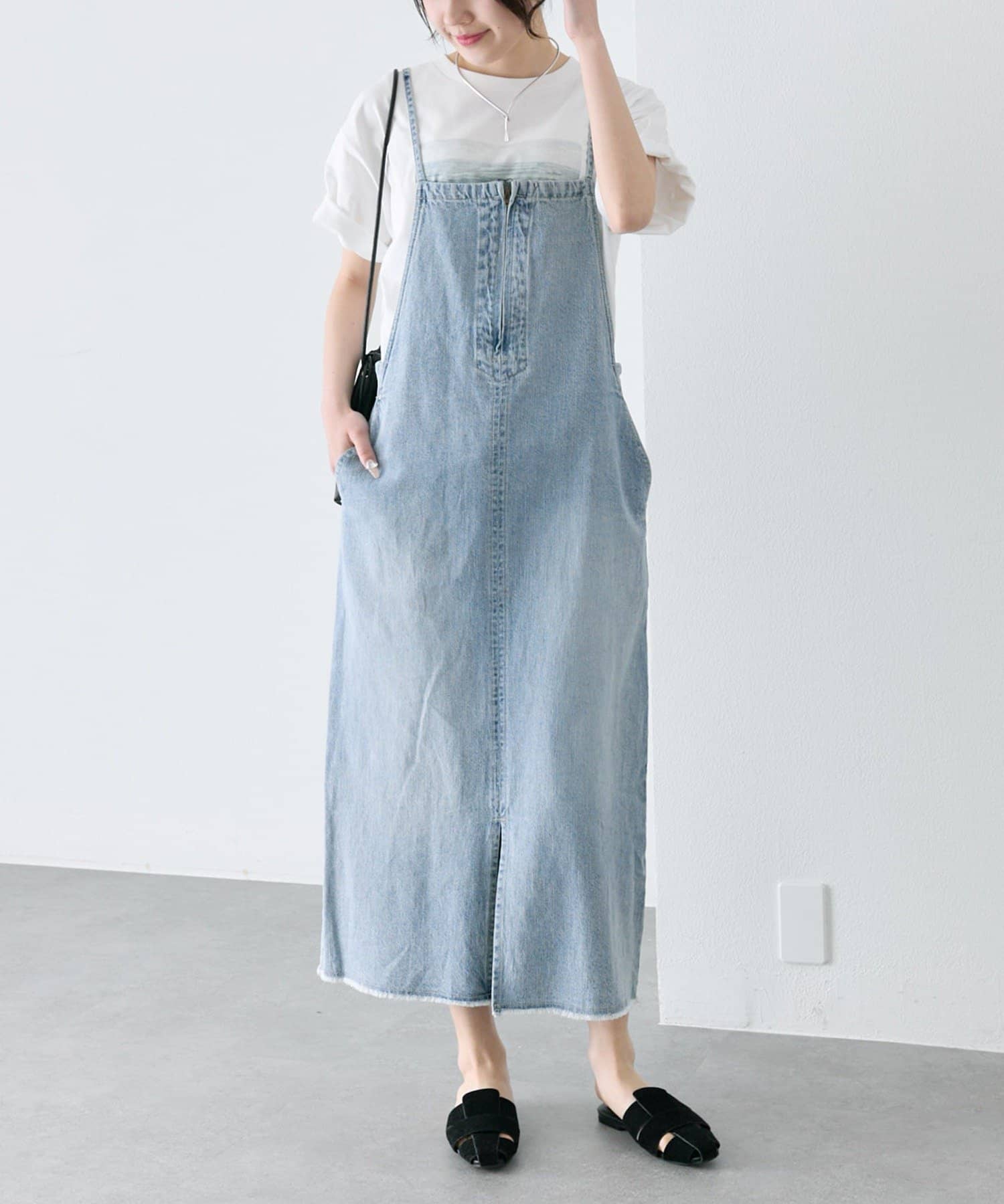 PUAL CE CIN(ピュアルセシン) 綿麻デニムジャンパースカート