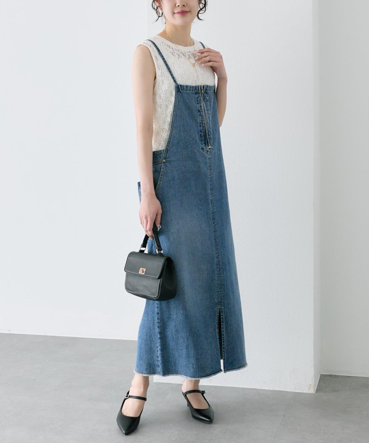 PUAL CE CIN(ピュアルセシン) 綿麻デニムジャンパースカート