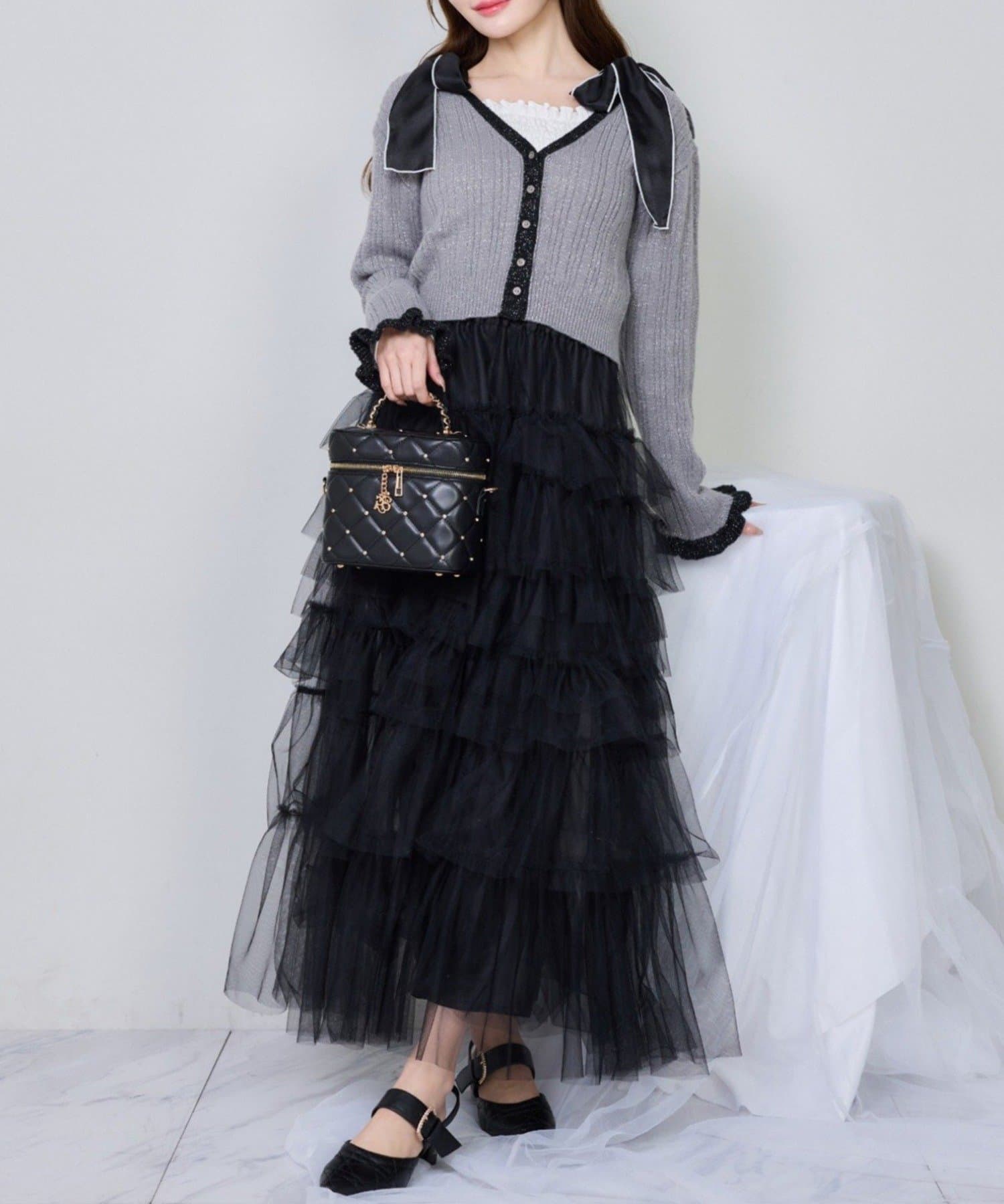 NICE CLAUP / OLIVE des OLIVE OUTLET(ナイスクラップ  / オリーブ デ オリーブ アウトレット) 【one after another】チュールティアードロングスカート