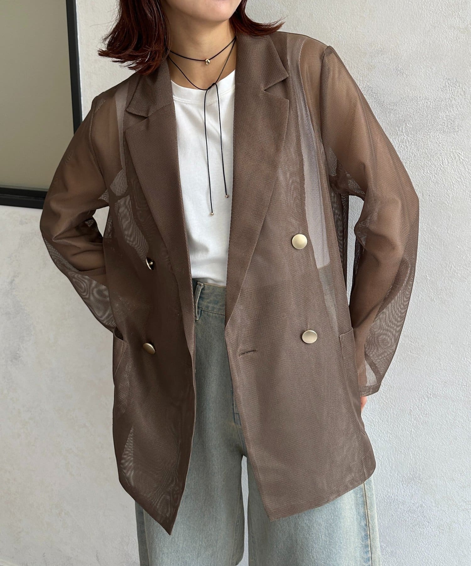 Thevon.(ゼヴォン) 【新色登場！】ゴールドボタンメッシュテーラードジャケット