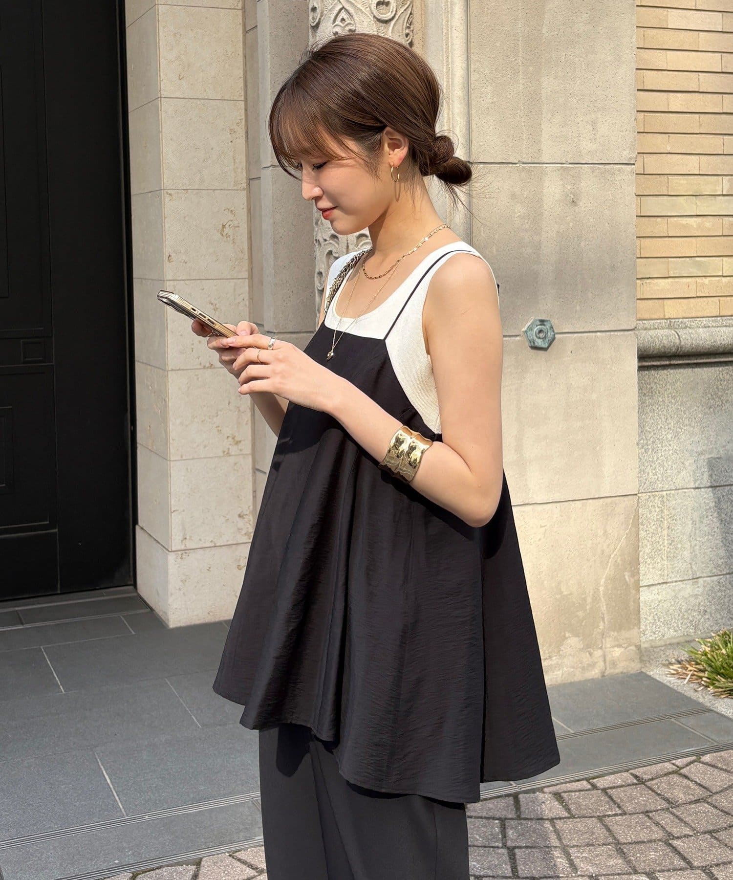 DOUDOU(ドゥドゥ) 【インフルエンサー REI企画】変形切替フレアキャミ