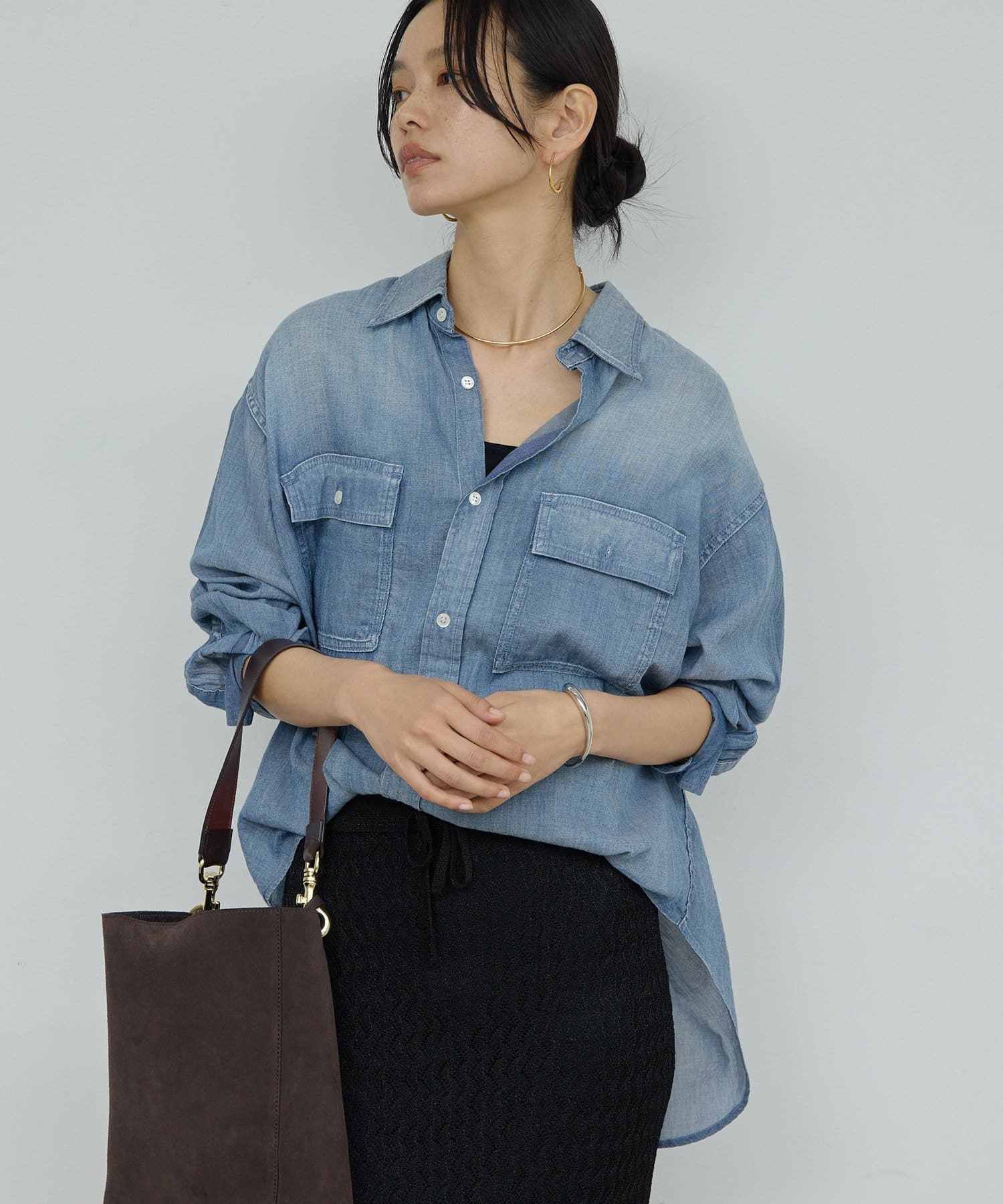 GALLARDAGALANTE(ガリャルダガランテ) 【3/20(金) 8:00～ 予約開始】【驚くほど軽い！】シアーデニムシャツ