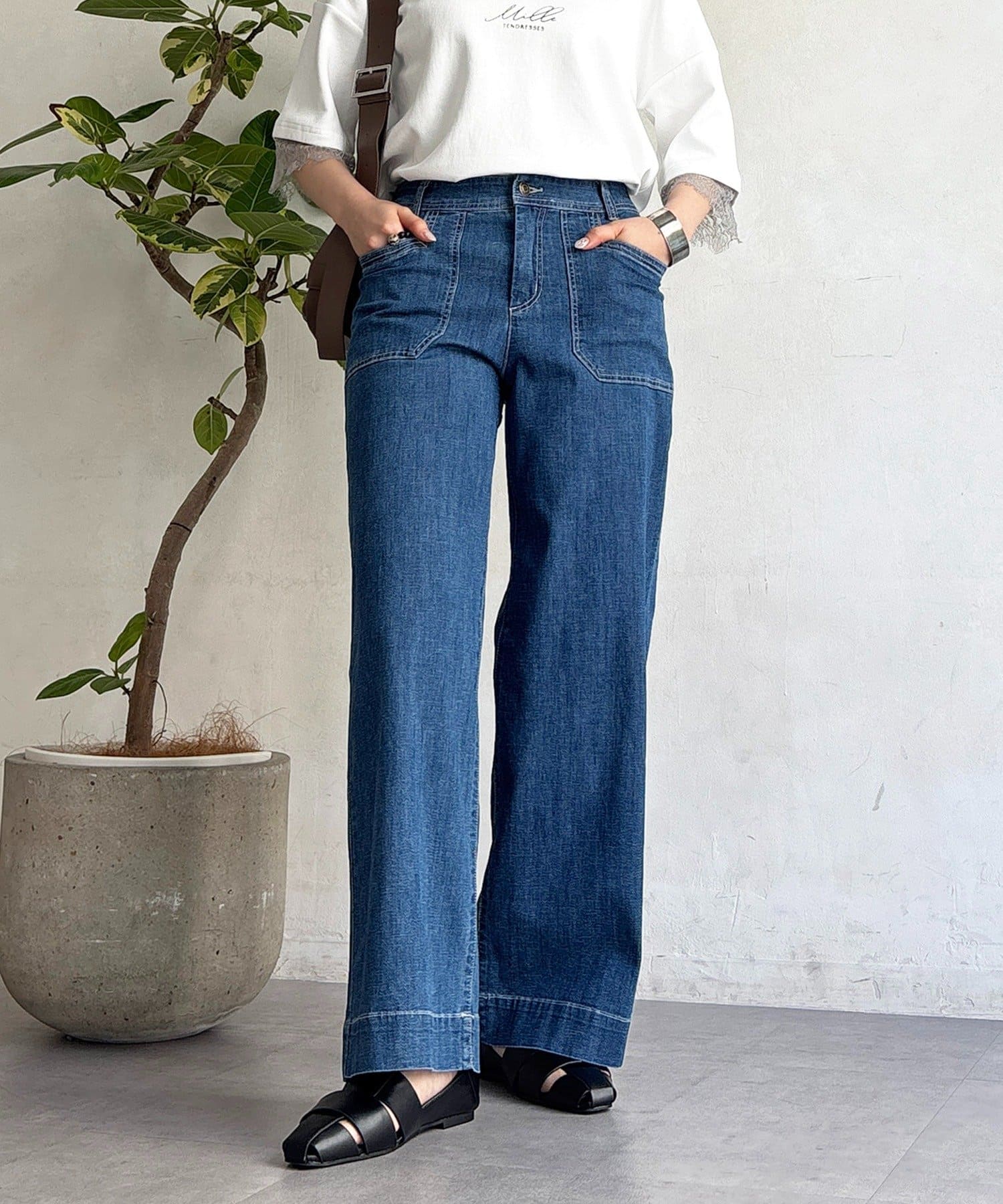 un dix cors(アンディコール) ストレート薄デニムパンツ