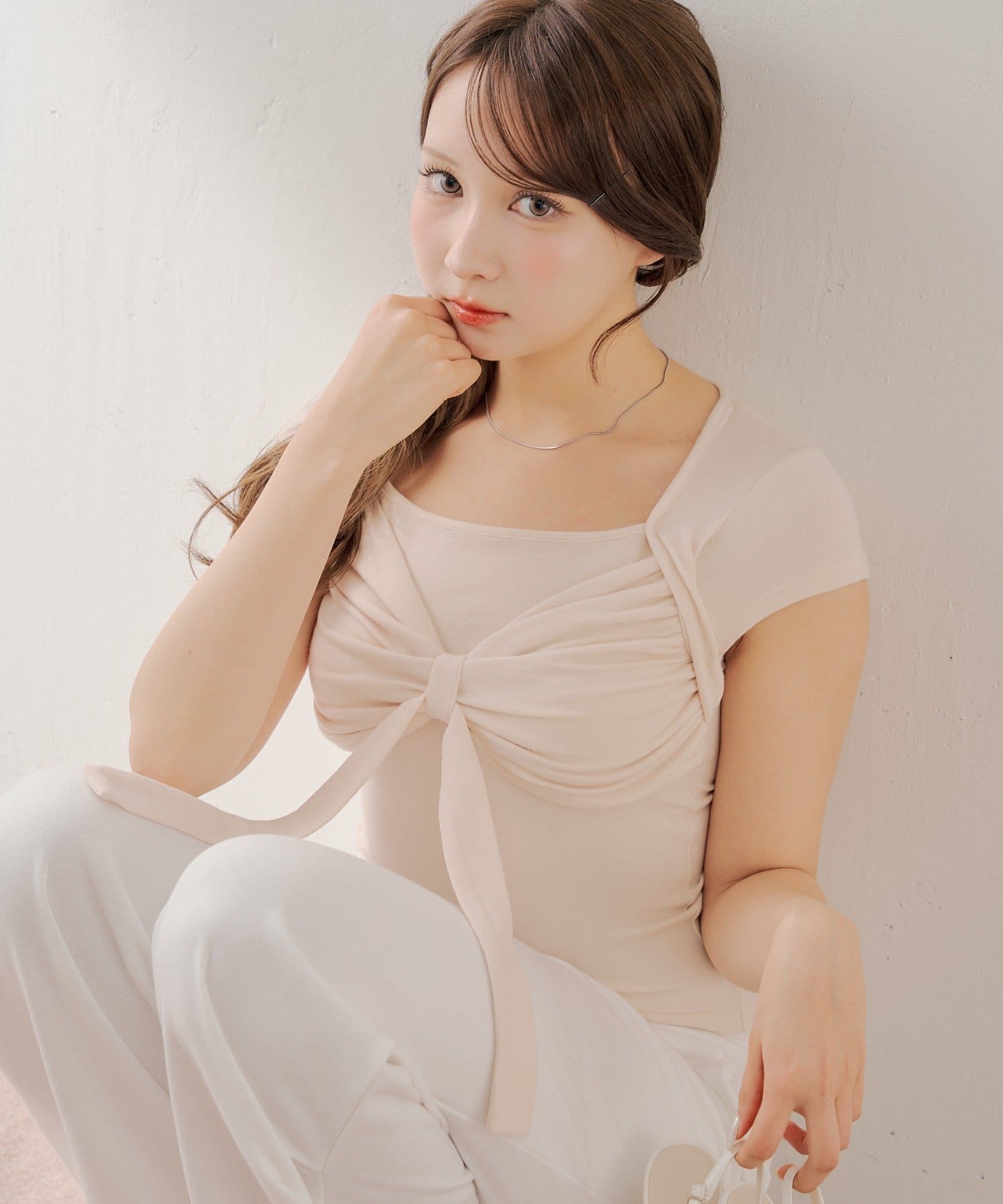 Chico(チコ) フレンチスリーブボレロ風リボントップス