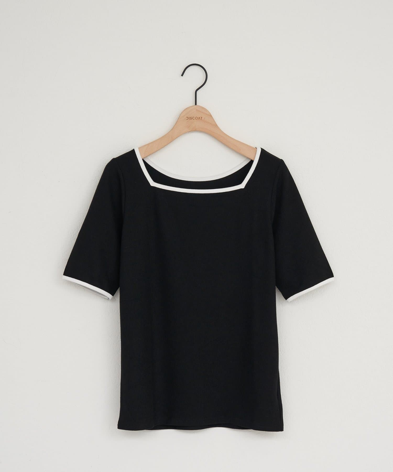 DISCOAT(ディスコート) 【WEB限定】前後2WAY配色シアーリブ半袖Tシャツ
