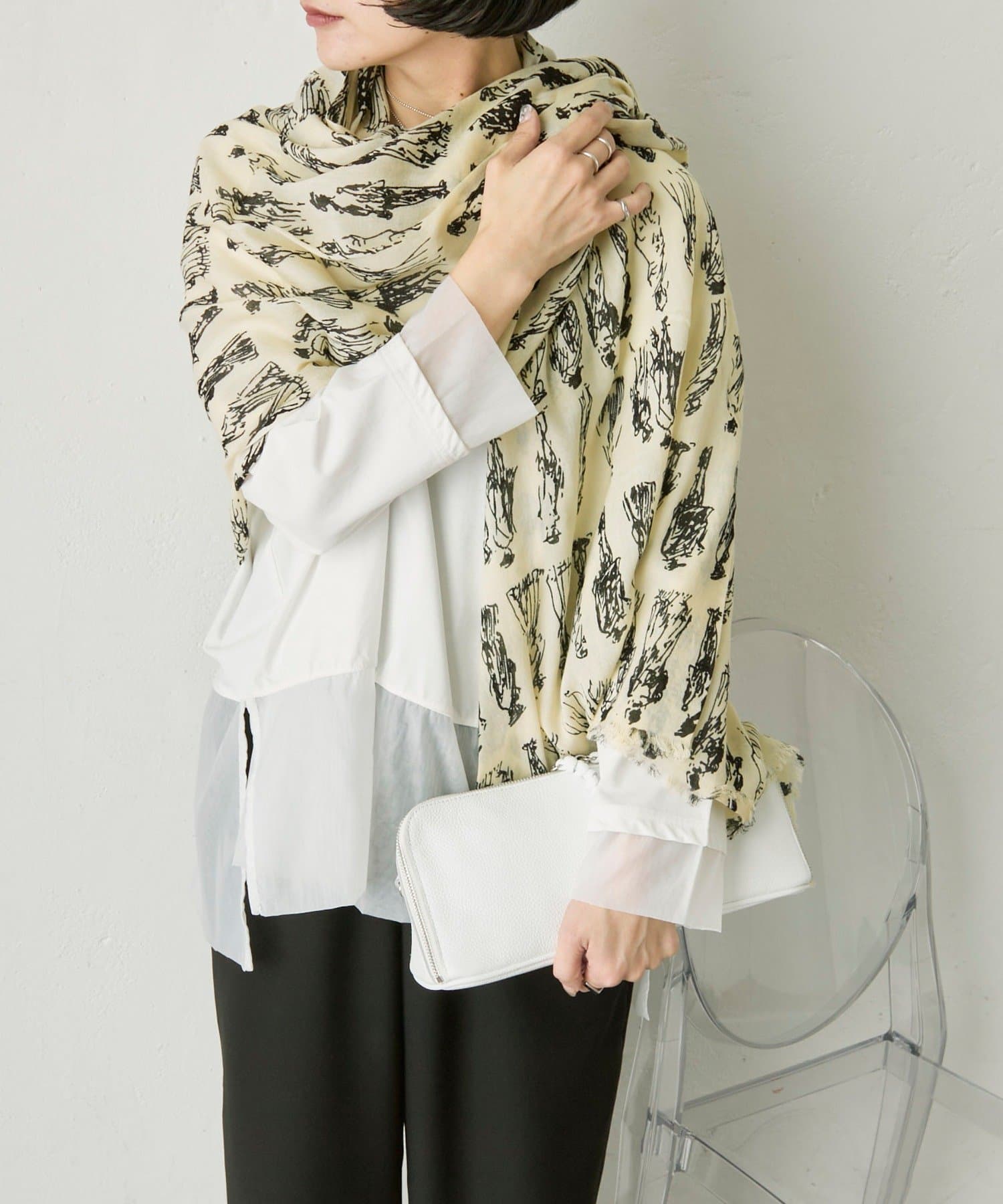 ear PAPILLONNER(イア パピヨネ) 【PYAAR(ピーアール)】PEOPLE SCARF/ピープル柄ストール