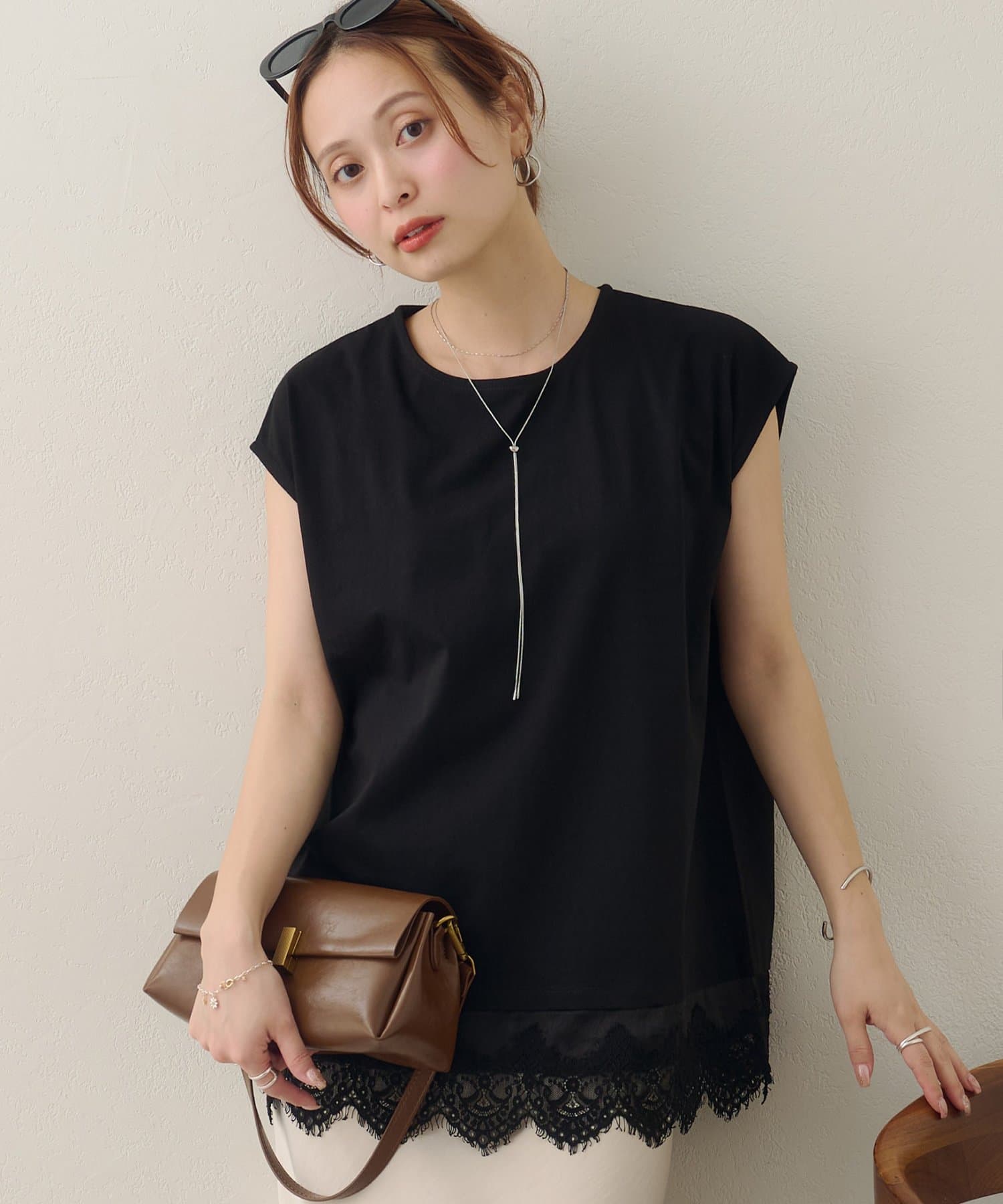 DISCOAT(ディスコート) 【Noka/接触冷感】裾レースフレンチT