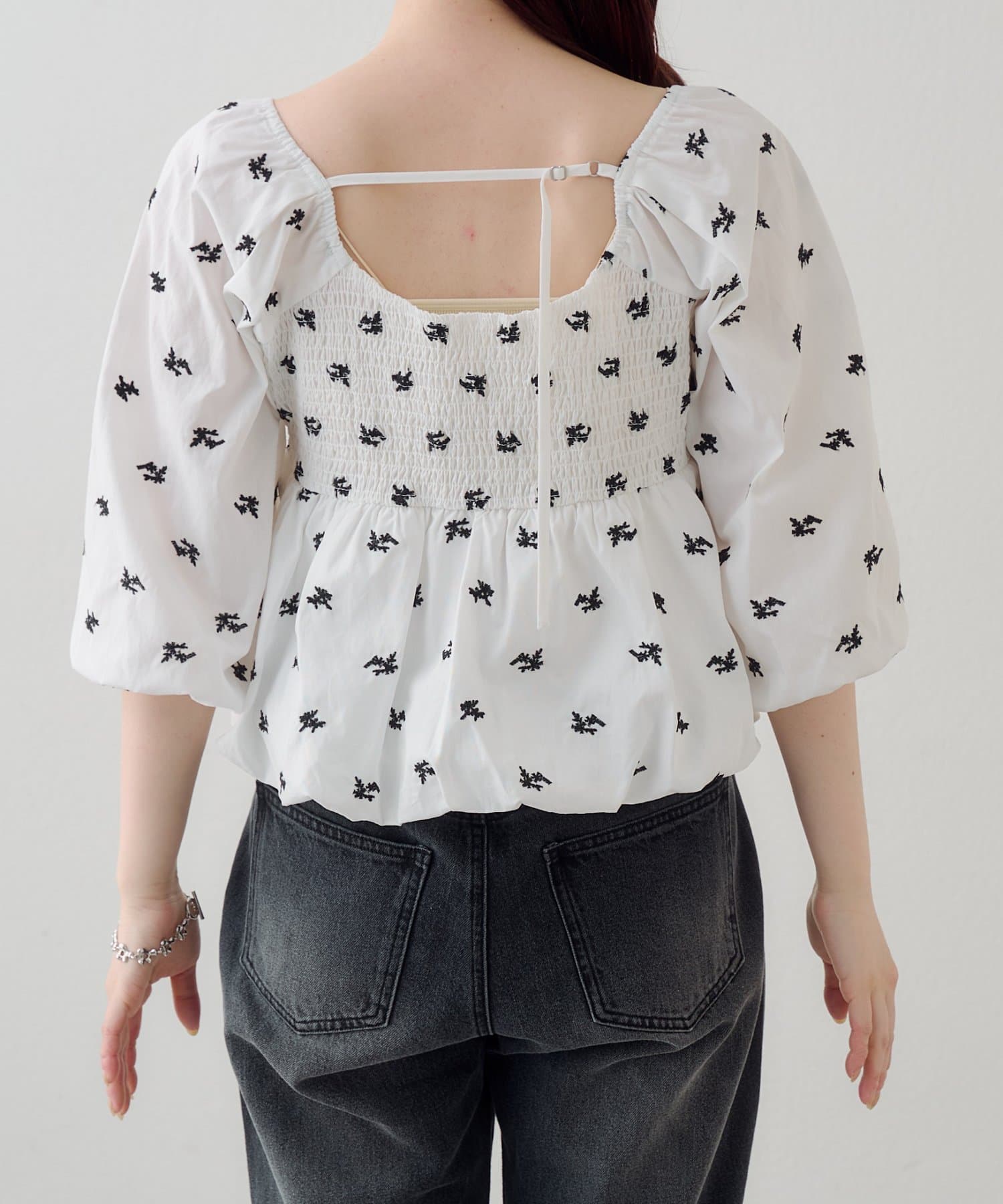 Kastane(カスタネ) 【花柄&無地】フラワーバルーンブラウス