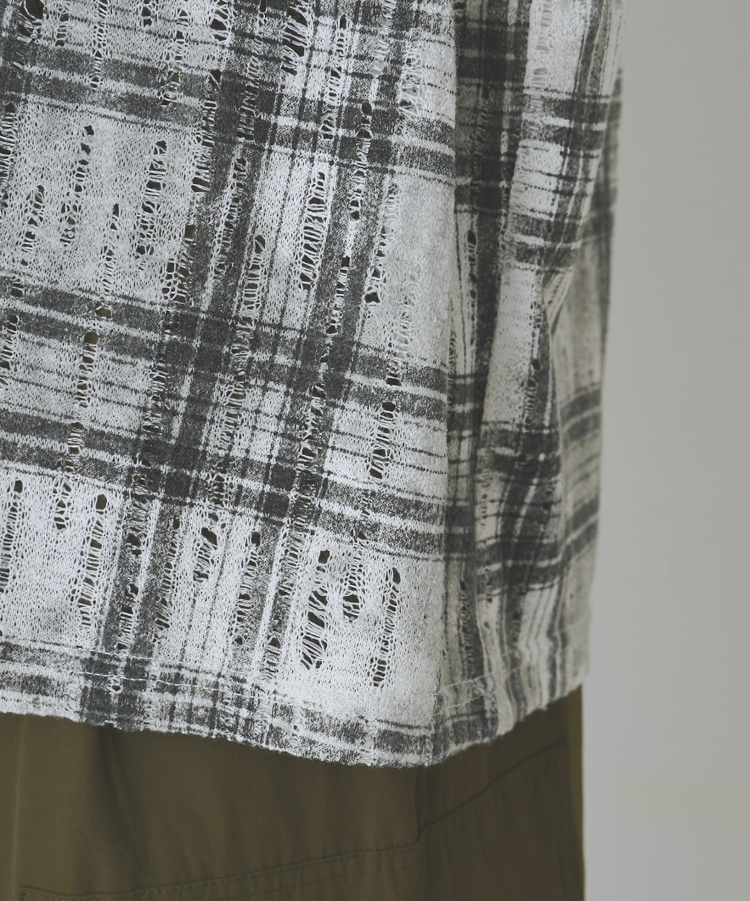 COLONY 2139(コロニー トゥーワンスリーナイン) 透かし編みムラ柄ニットシャツ