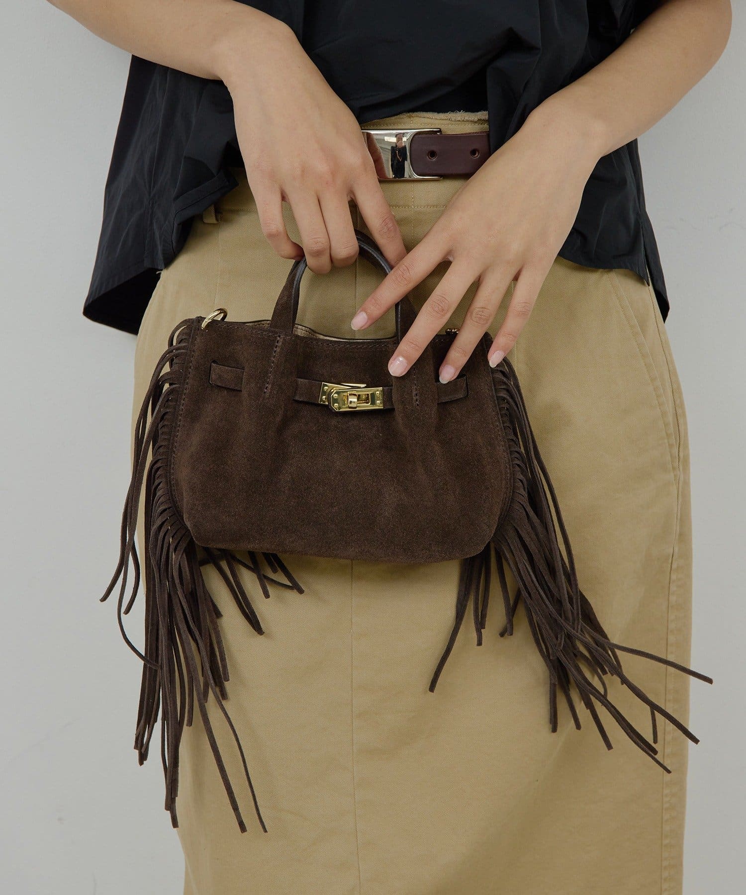 GALLARDAGALANTE(ガリャルダガランテ) 【2.718】フリンジチェーンミニバッグ