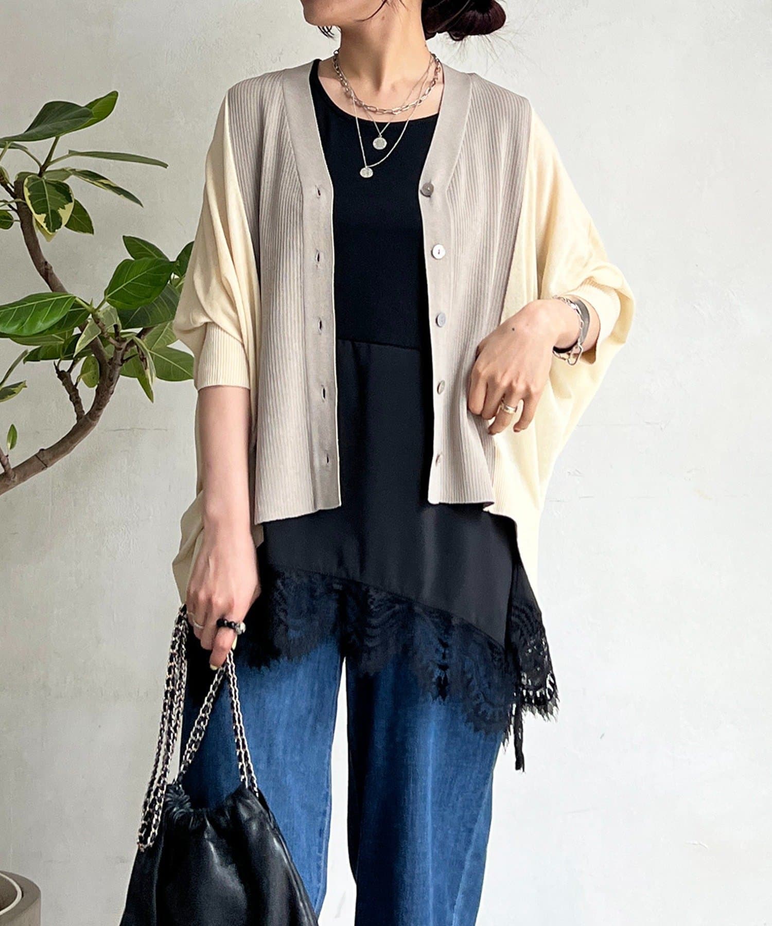 un dix cors(アンディコール) レースヘムノースリチュニック