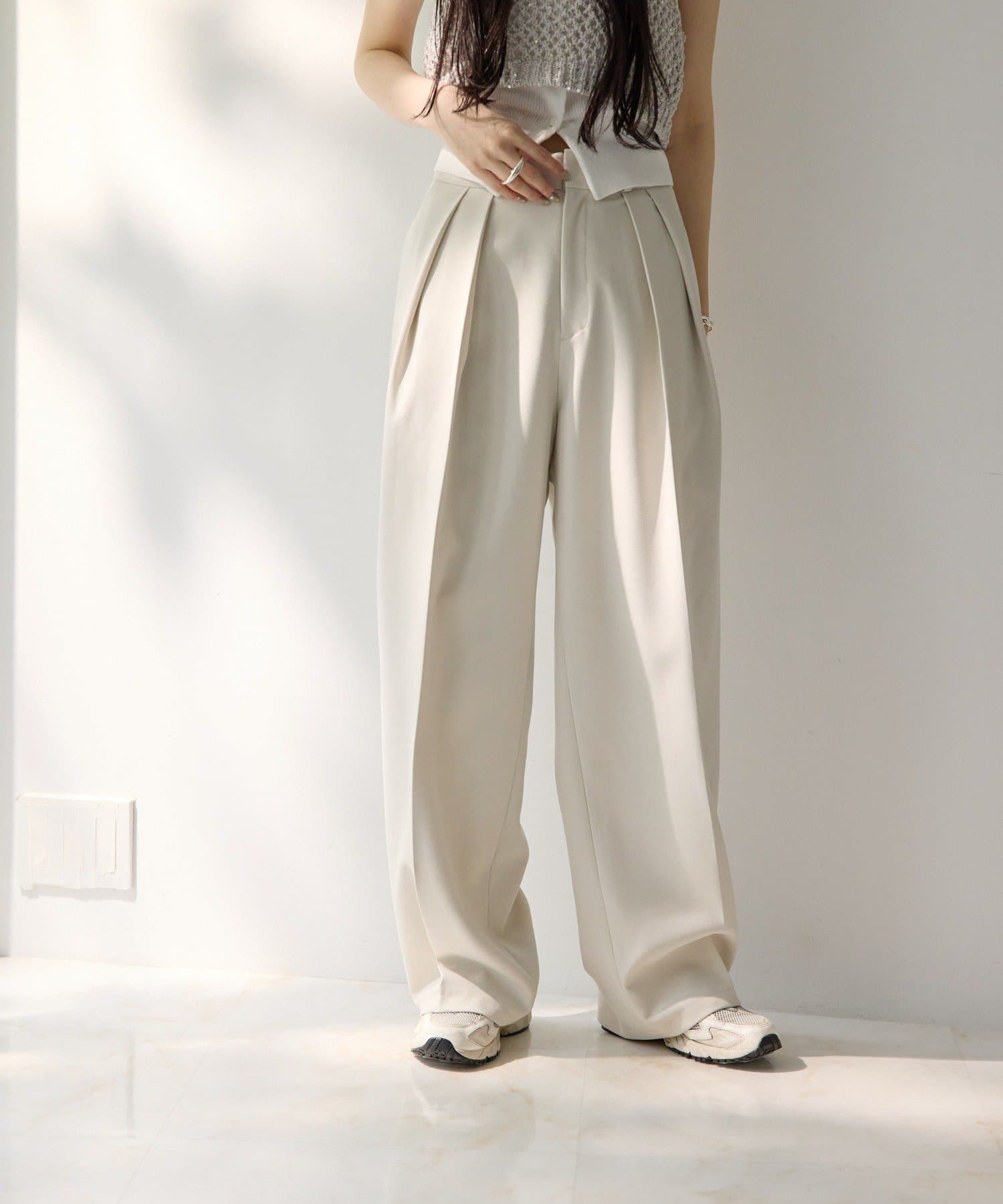 gemeil(ジェムイル) 【YUKINA企画】タックワイドパンツ (MA-001)