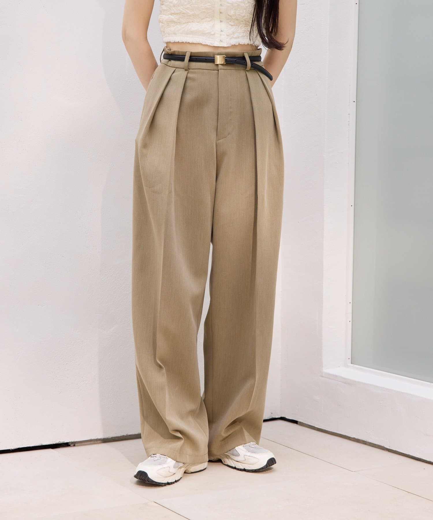 gemeil(ジェムイル) 【YUKINA企画】タックワイドパンツ (MA-001)