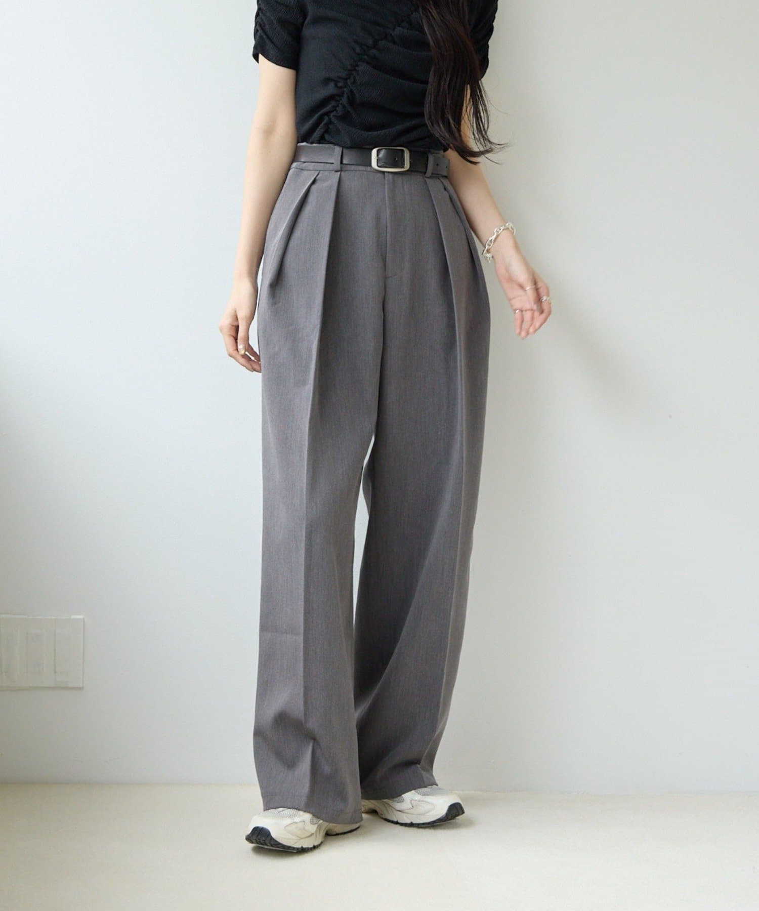 gemeil(ジェムイル) 【YUKINA企画】タックワイドパンツ (MA-001)