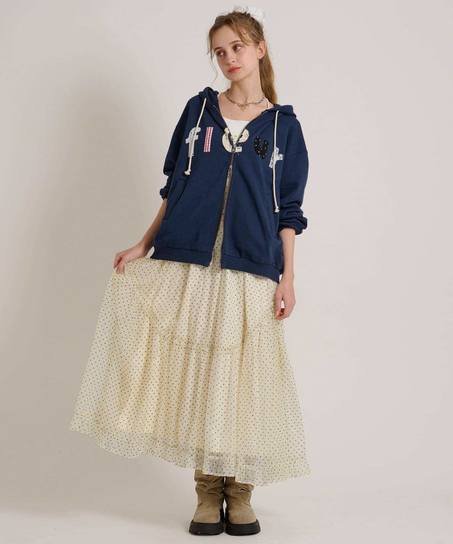 ドットティアードキャミワンピース