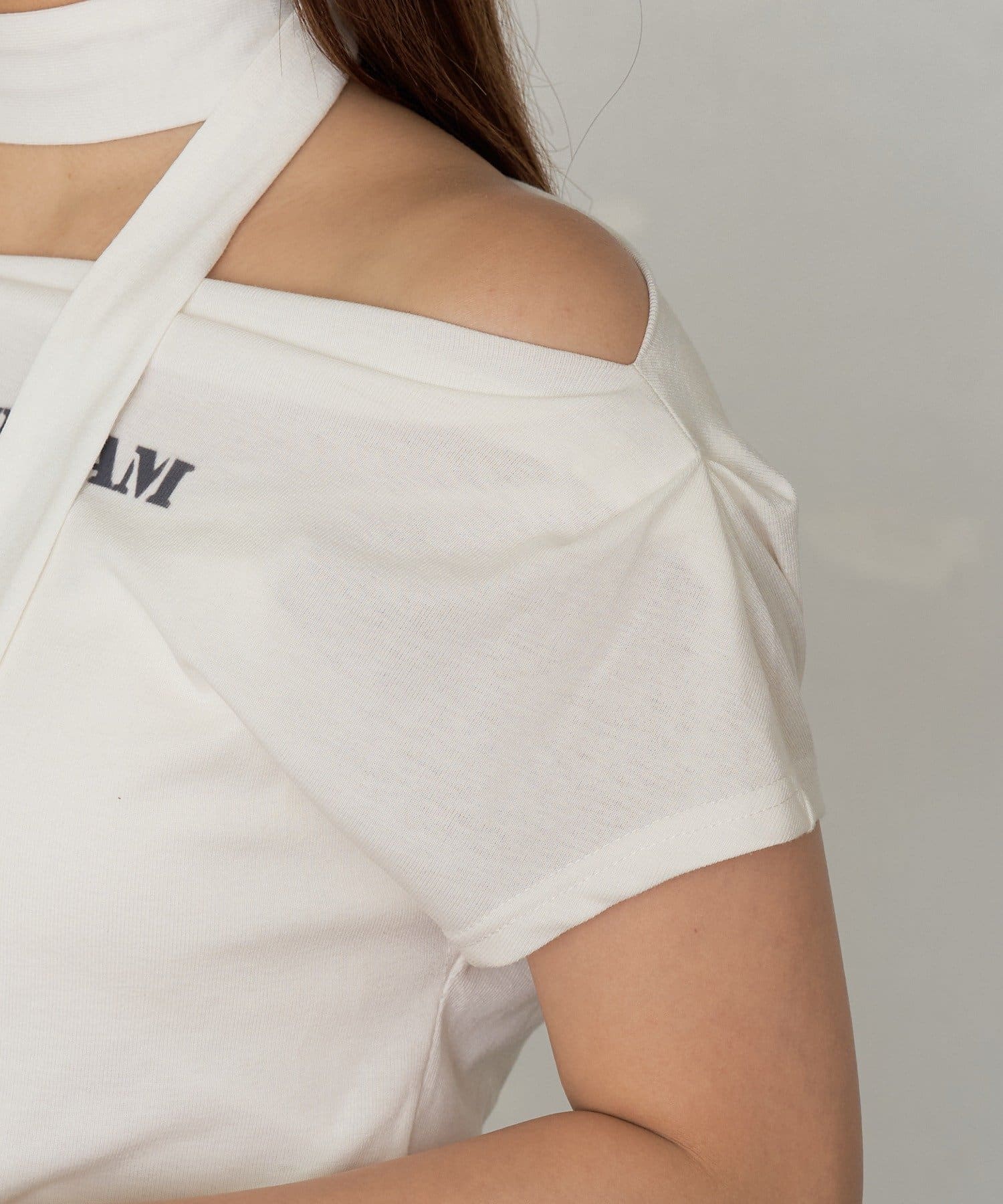 OUTLET(アウトレット) 【RAY CASSIN】タイ付プリントドルマンTシャツ