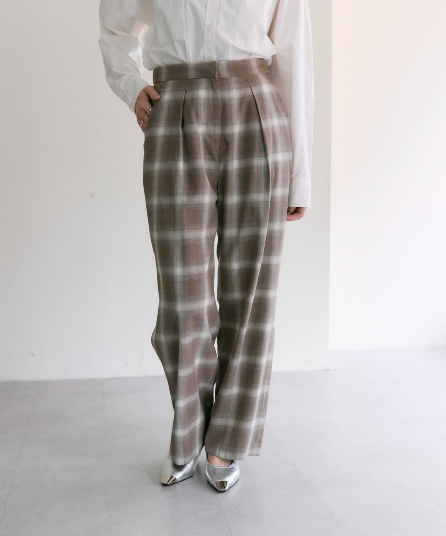 OUTLET(アウトレット) 【ear PAPILLONNER】オンブレチェック柄パンツ