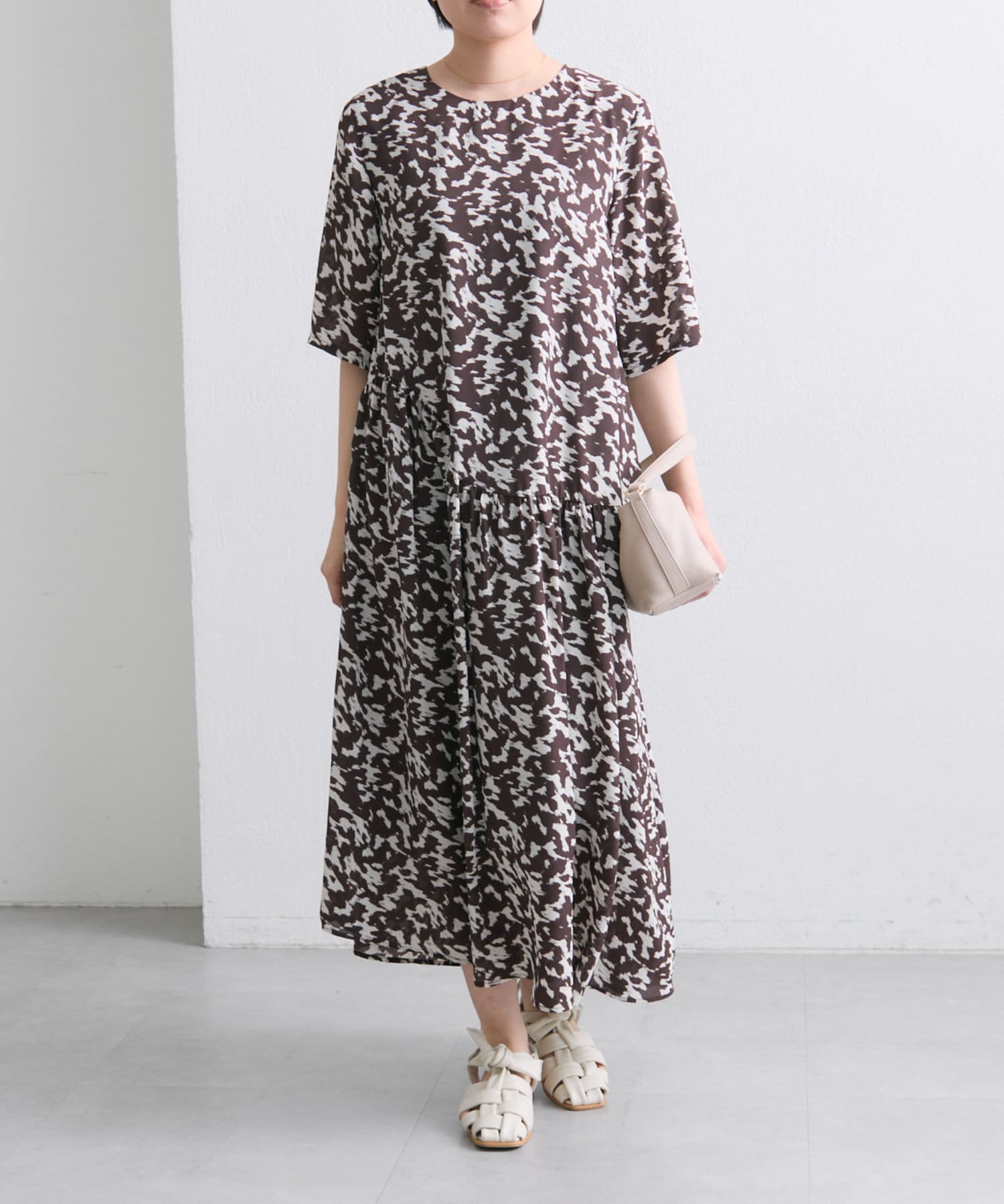 OUTLET(アウトレット) 【ear PAPILLONNER】アシメギャザーワンピース