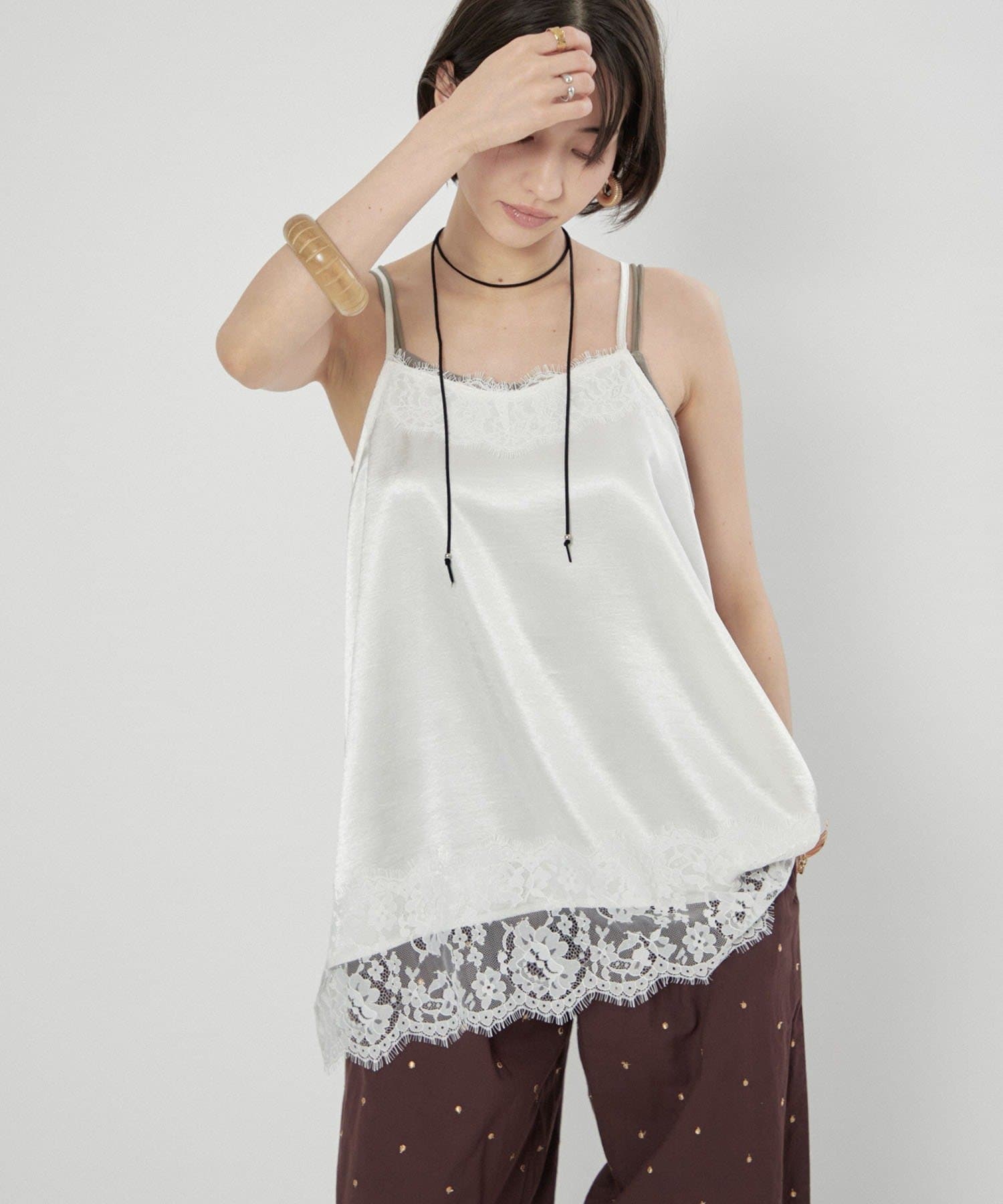 Remind me and forever(リマインドミーアンドフォーエバー) 【@kana__18sセレクト】サテンレースキャミチュニック